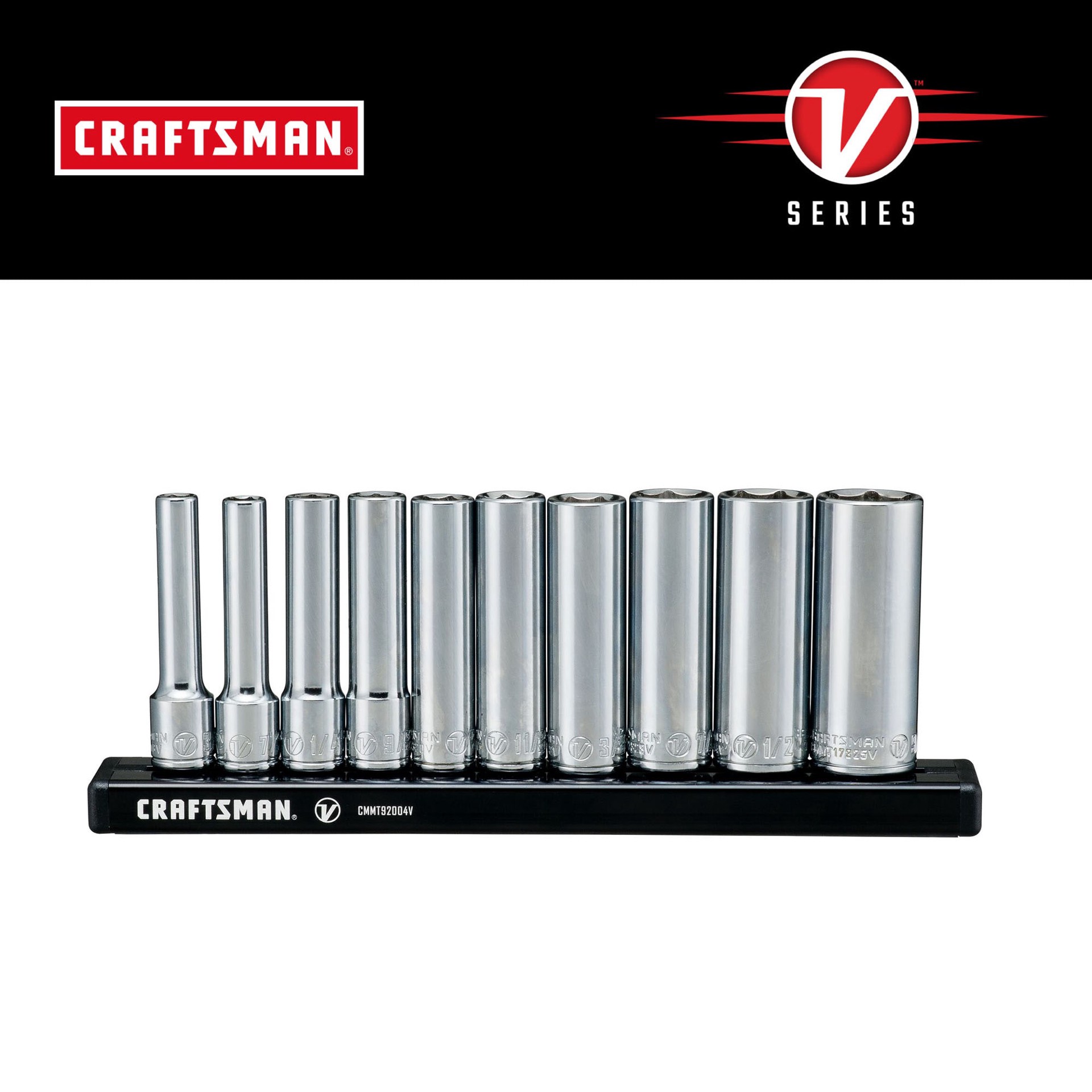 slide 1 of 6, CRAFTSMAN V-Series 1/4-in Drive Standard (SAE) Deep Socket Set 10 -Pieces, 1 ct