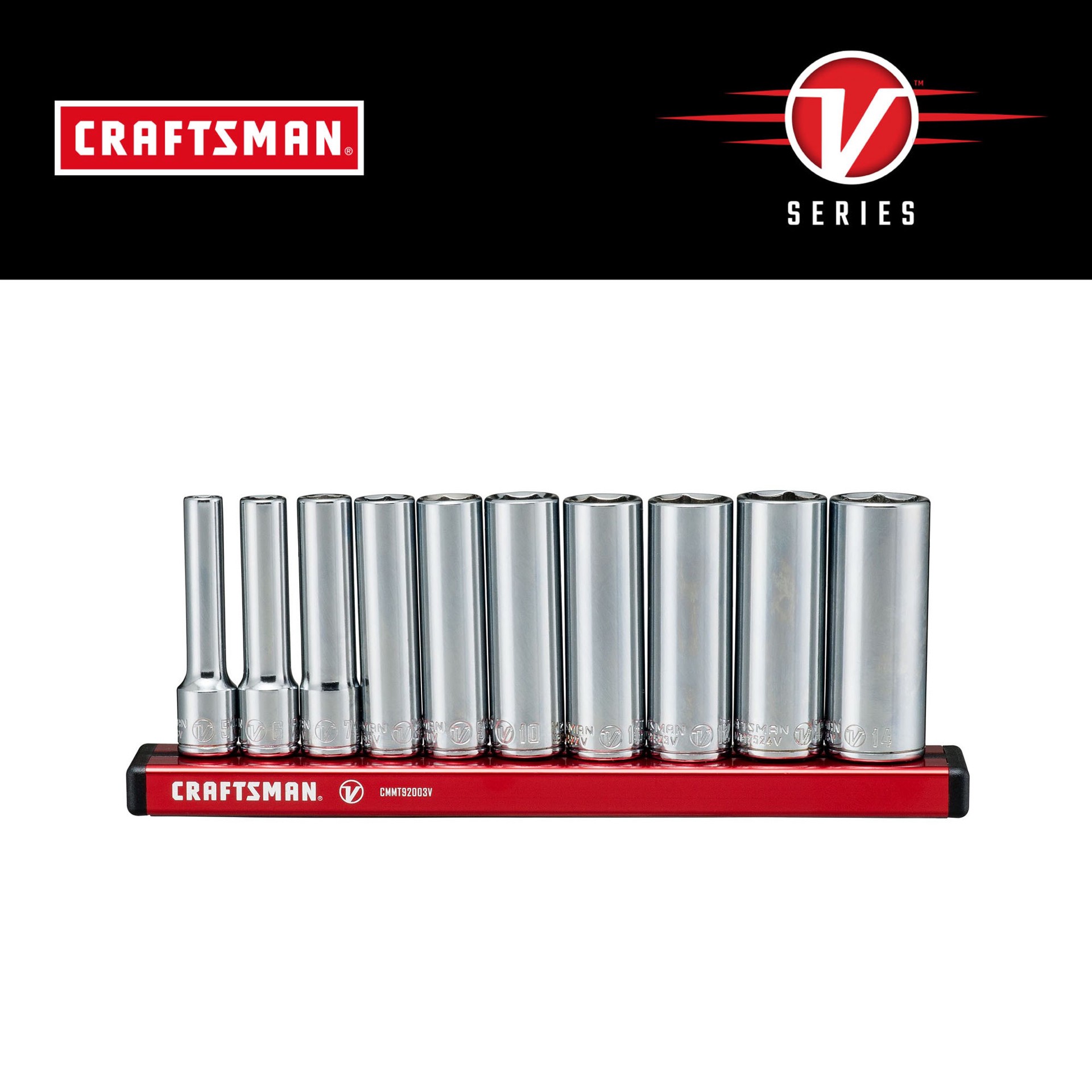 slide 1 of 6, CRAFTSMAN V-Series 1/4-in Drive Metric Deep Socket Set 10 -Pieces, 1 ct