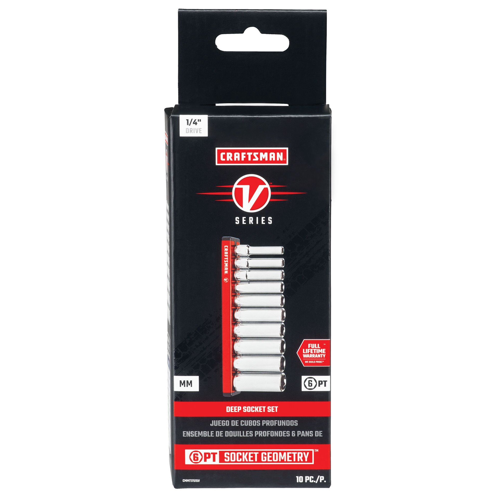 slide 6 of 6, CRAFTSMAN V-Series 1/4-in Drive Metric Deep Socket Set 10 -Pieces, 1 ct