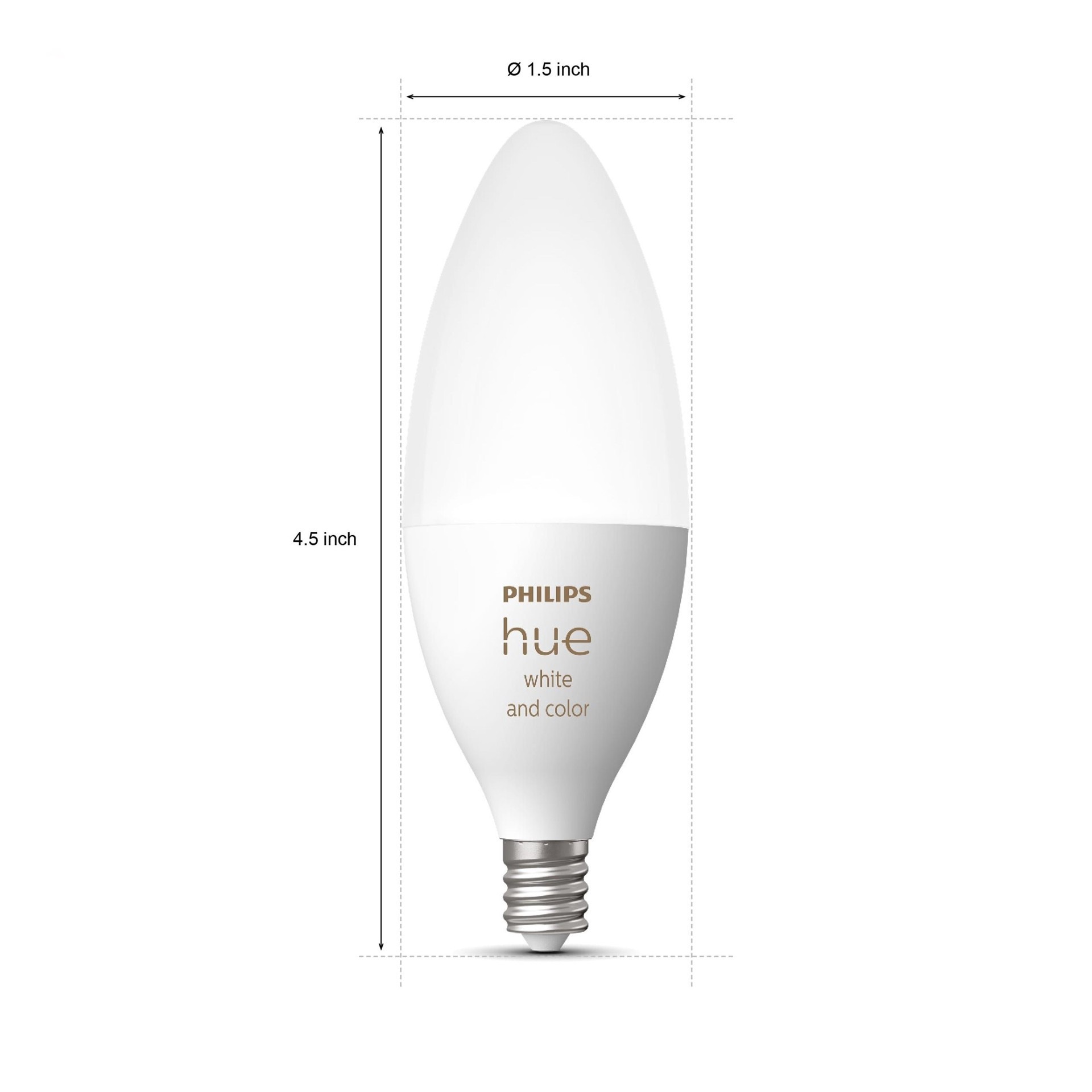slide 3 of 6, Philips Hue 40-Watt EQ B12 Color-changing Candelabra Base (e-12) Dimmable Smart LED Light Bulb, 1 ct