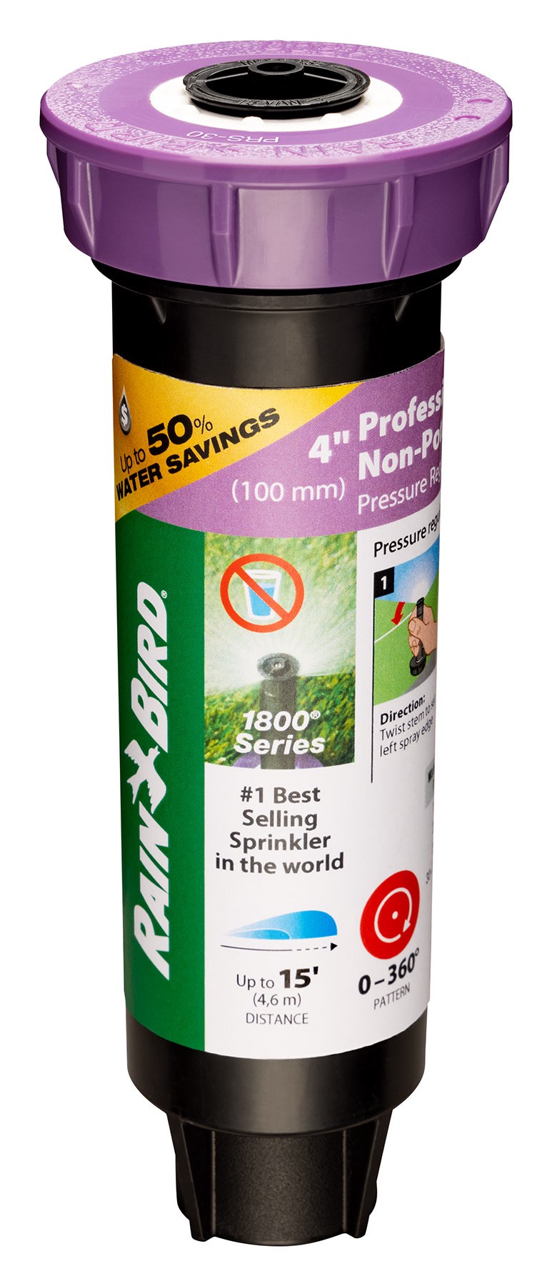 slide 3 of 6, Rain Bird 8-ft - 15-ft Adjustable Spray 4-in Pop-up spray head sprinkler, 1 ct