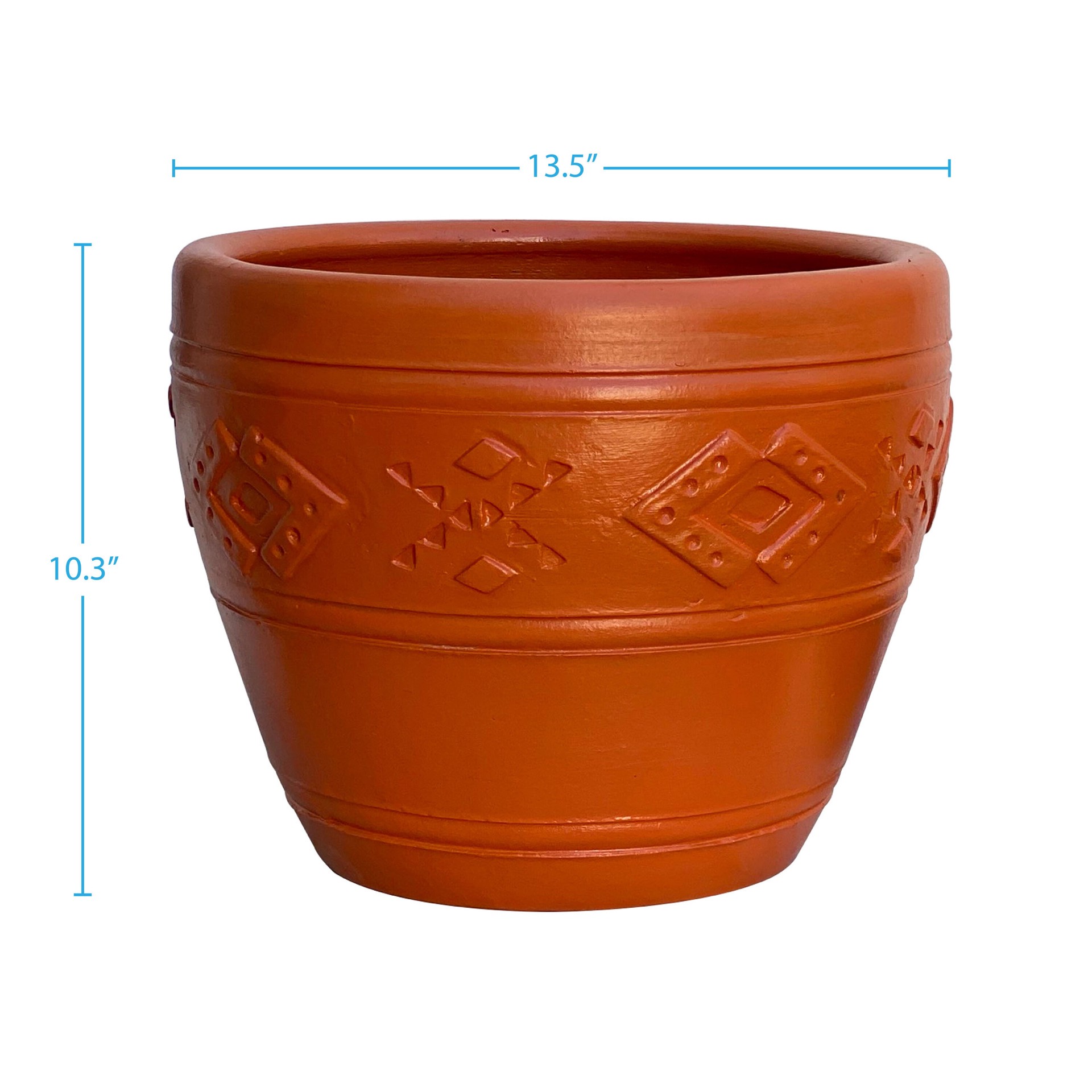 slide 3 of 5, Style Selections 13.5-in W x 10.25-in H Terracotta Clay Indoor/Outdoor Planter, 1 ct