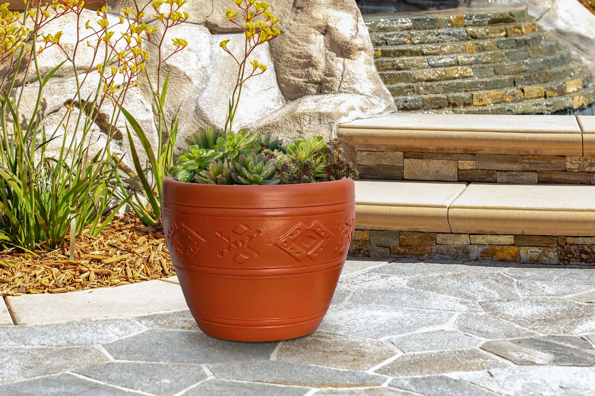 slide 5 of 5, Style Selections 13.5-in W x 10.25-in H Terracotta Clay Indoor/Outdoor Planter, 1 ct