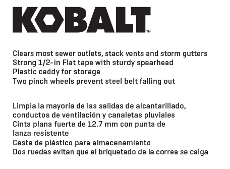 slide 4 of 4, Kobalt 1/2-in x 40-ft High carbon wire Hand auger for Drain, 1 ct