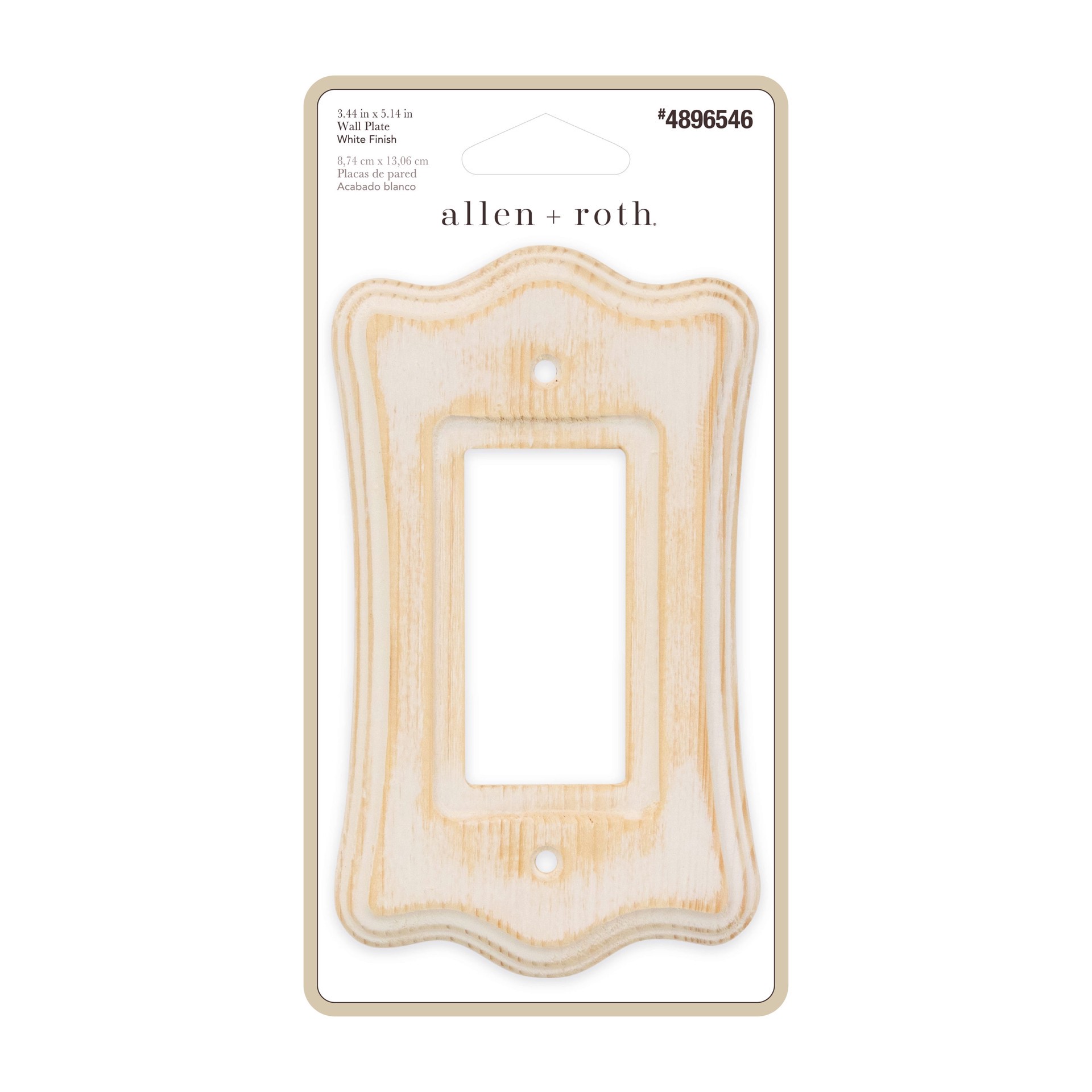 slide 2 of 4, allen + roth 1 -Gang Standard Size Distressed White Wood Indoor Decorator Wall Plate, 1 ct