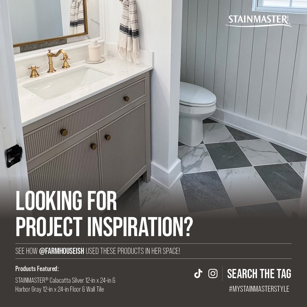 slide 4 of 6, STAINMASTER Harbor Gray 12-in x 24-in Matte Porcelain Floor and Wall Tile ( 1.95-sq ft Piece ), 1 ct