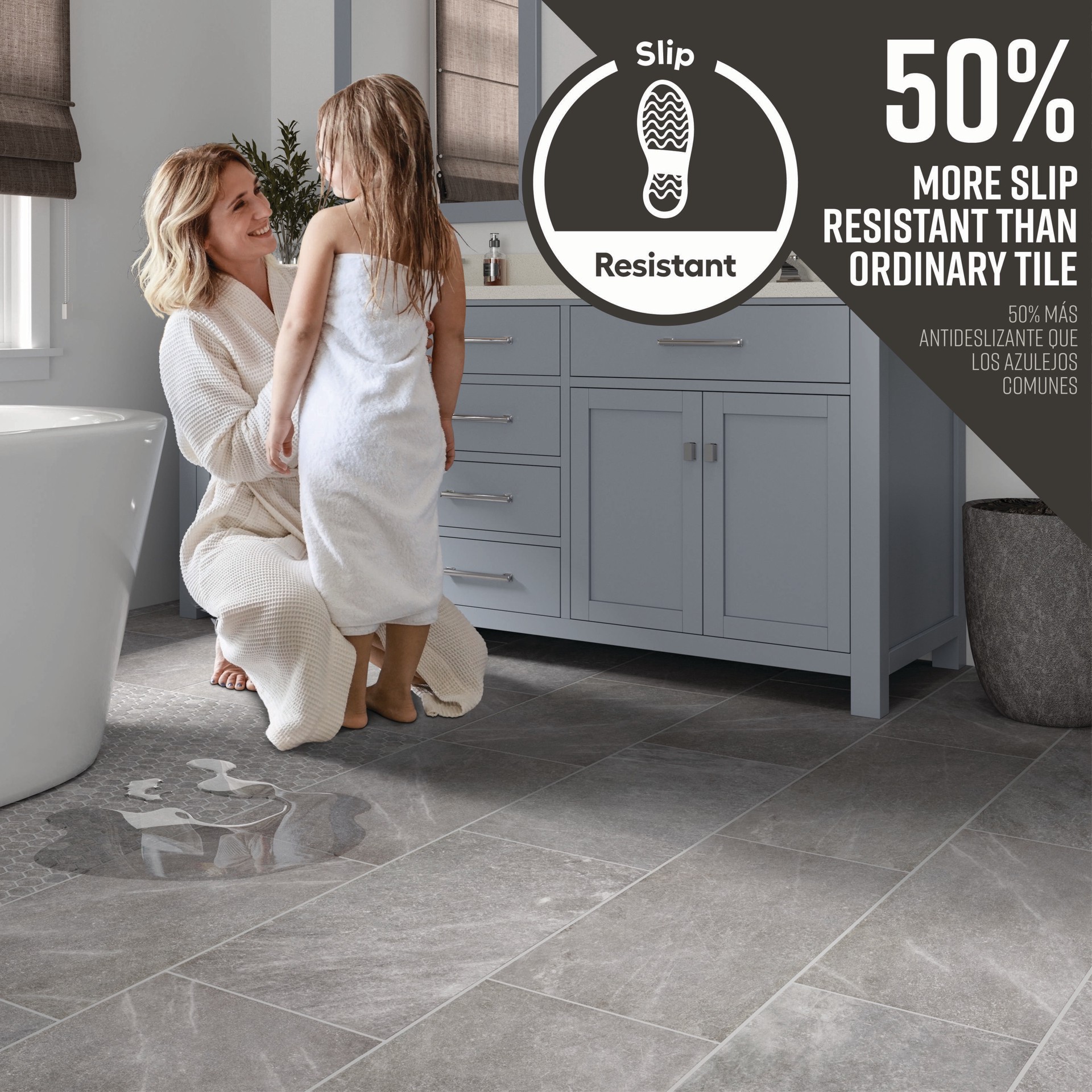 slide 2 of 6, STAINMASTER Harbor Gray 12-in x 24-in Matte Porcelain Floor and Wall Tile ( 1.95-sq ft Piece ), 1 ct