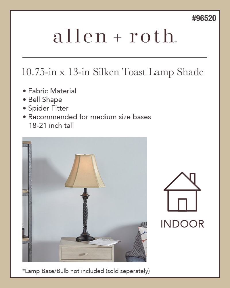 slide 6 of 6, allen + roth 10.75-in x 13-in Silken Toast Fabric Bell Lamp Shade, 1 ct