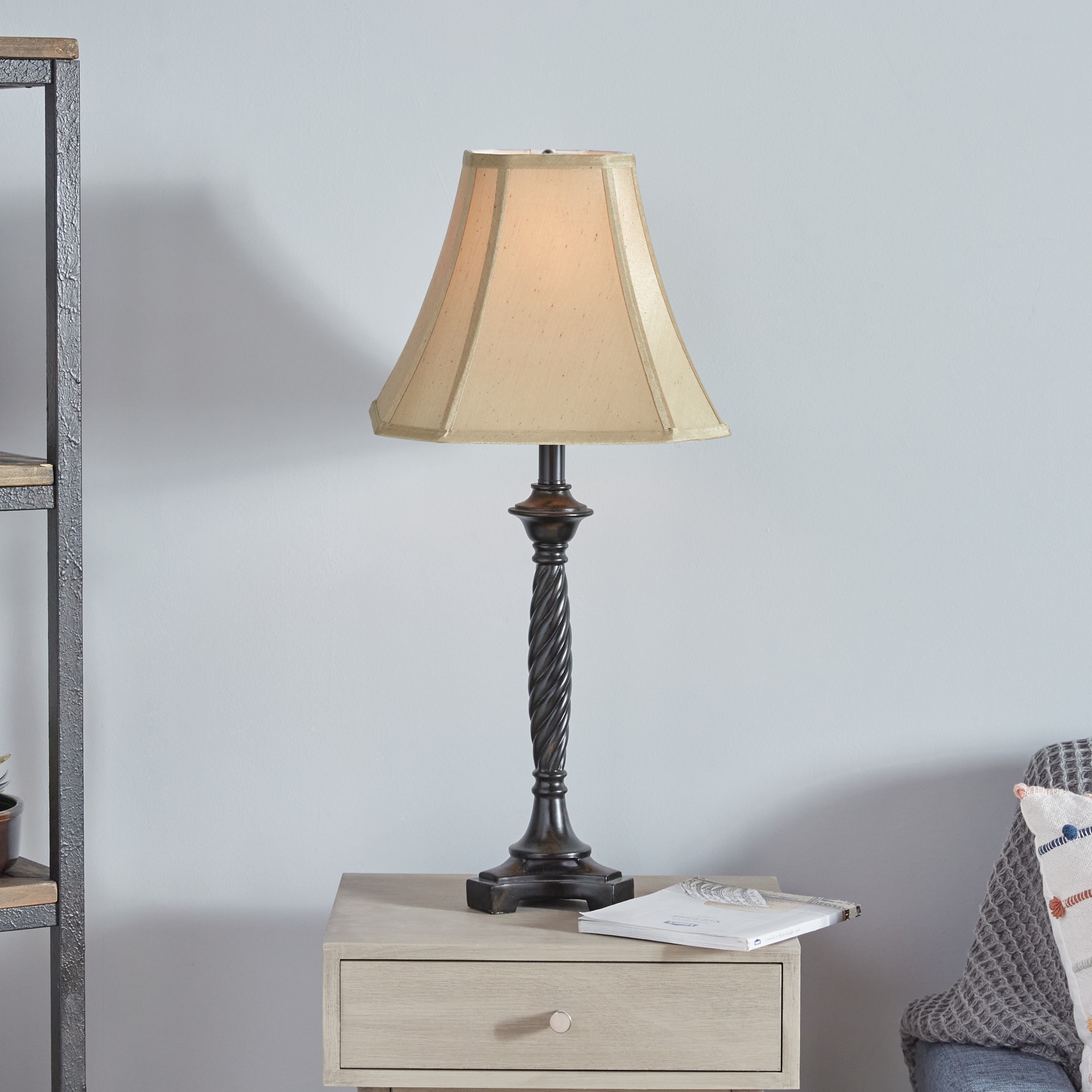 slide 4 of 6, allen + roth 10.75-in x 13-in Silken Toast Fabric Bell Lamp Shade, 1 ct