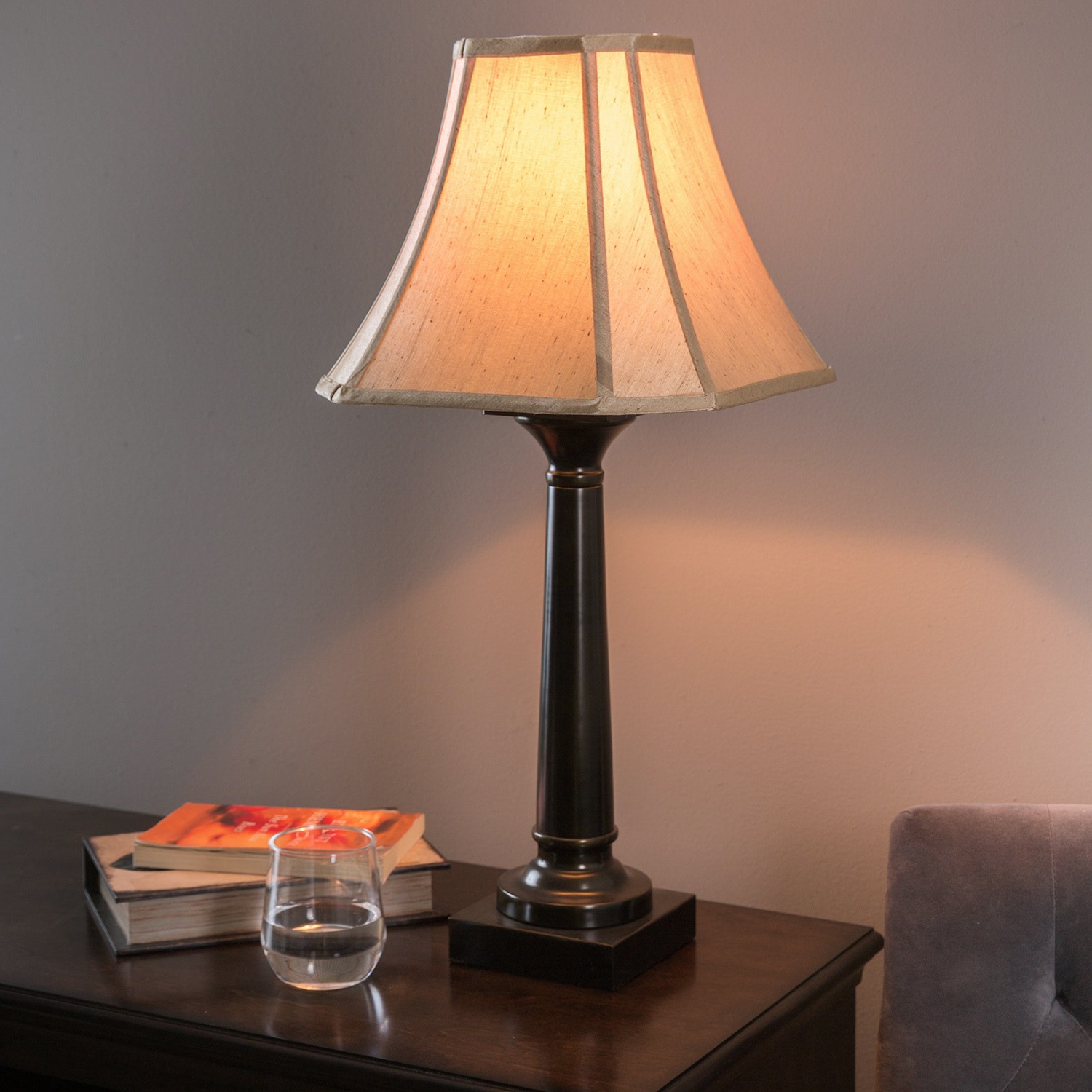 slide 3 of 6, allen + roth 10.75-in x 13-in Silken Toast Fabric Bell Lamp Shade, 1 ct