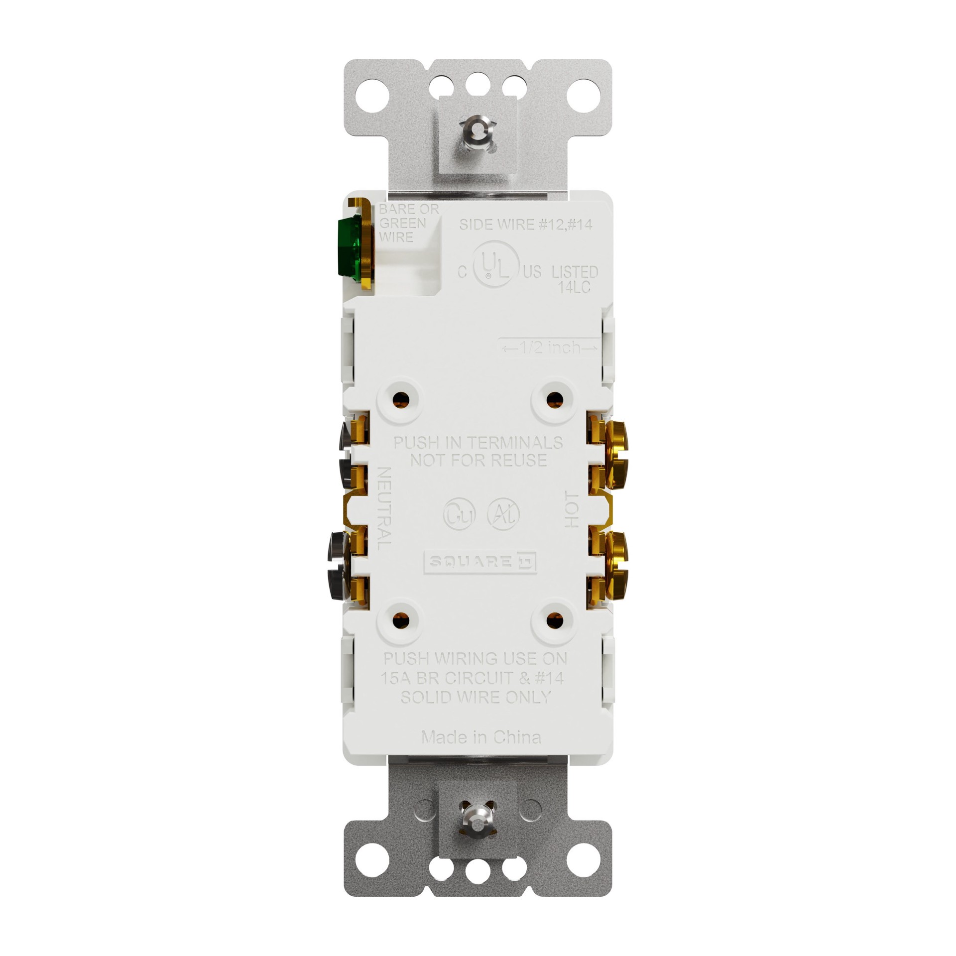 slide 4 of 5, Square D X Series 15 -Amp 125-volt Tamper Resistant Residential Decorator Outlet , Matte White, 1 ct
