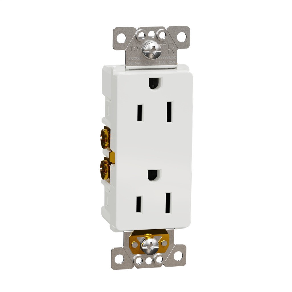 slide 1 of 5, Square D X Series 15 -Amp 125-volt Tamper Resistant Residential Decorator Outlet , Matte White, 1 ct