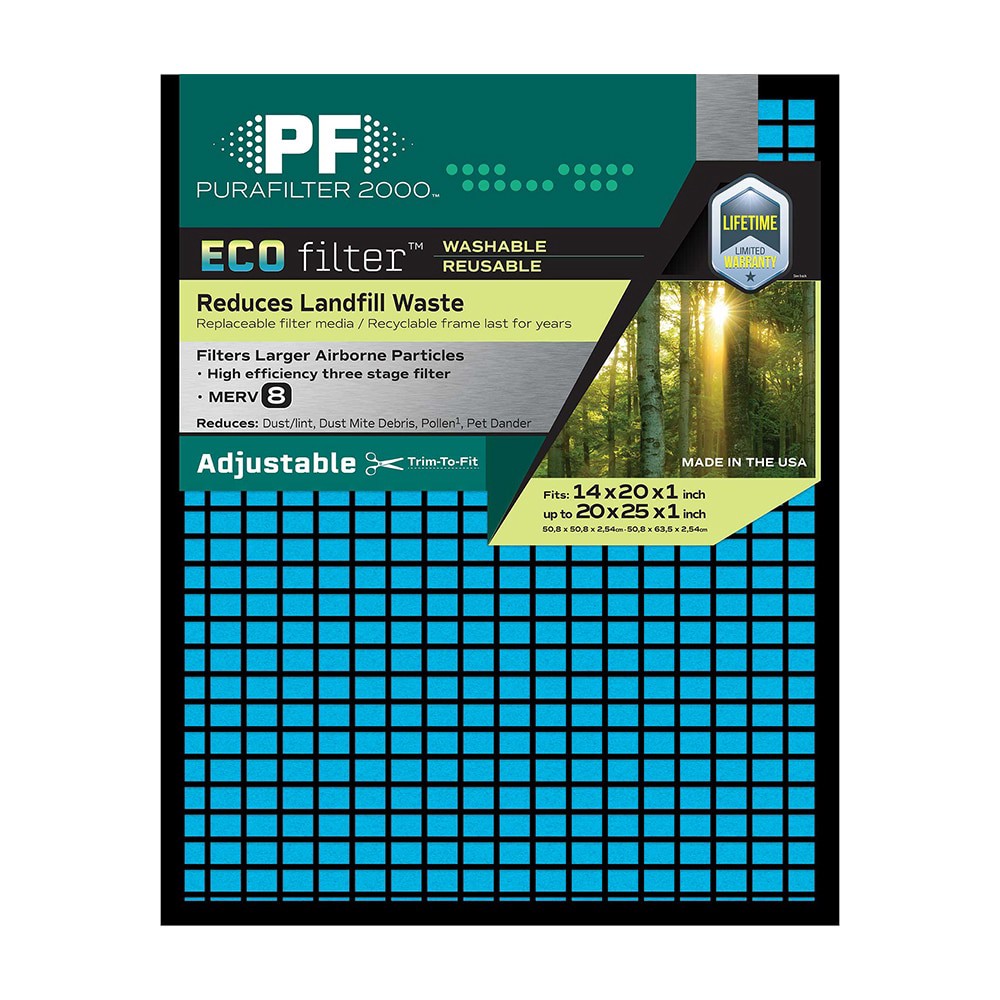 slide 1 of 5, Purafilter 20 x 25 x 1 Washable MERV 8 Cut to fit Air Filter, 1 ct