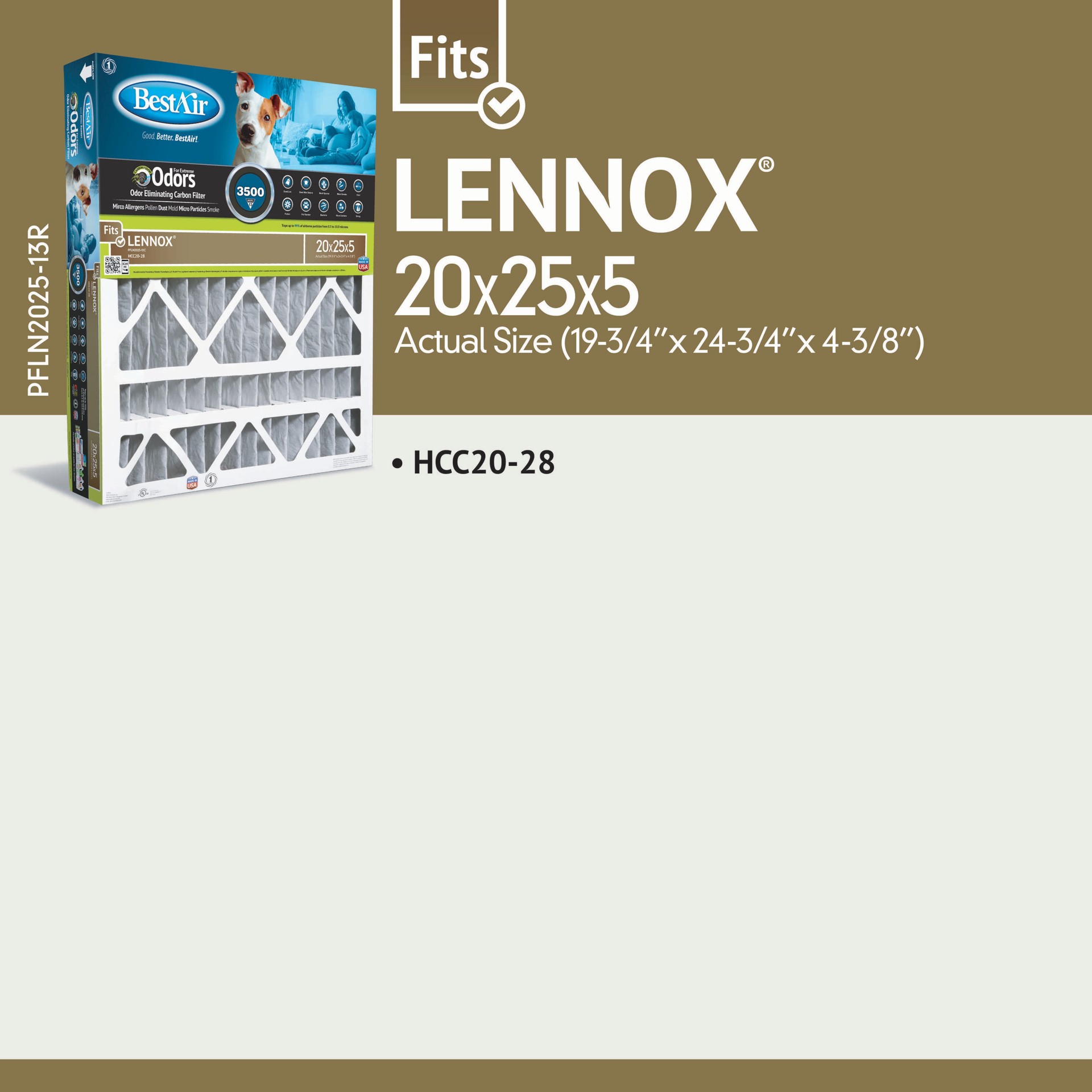 slide 4 of 4, BestAir 20 x 25 x 5 MERV 13 Electrostatic pleated Air Filter, 1 ct