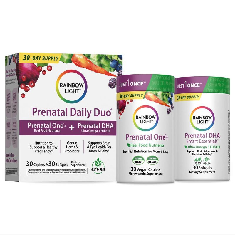 slide 2 of 14, Rainbow Light Prenatal Daily Duo Multivitamin Dietary Supplement Tablets and Softgels - 60ct, 60 ct