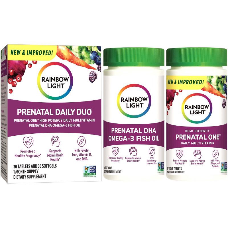 slide 3 of 14, Rainbow Light Prenatal Daily Duo Multivitamin Dietary Supplement Tablets and Softgels - 60ct, 60 ct