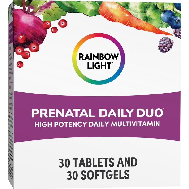 slide 1 of 14, Rainbow Light Prenatal Daily Duo Multivitamin Dietary Supplement Tablets and Softgels - 60ct, 60 ct