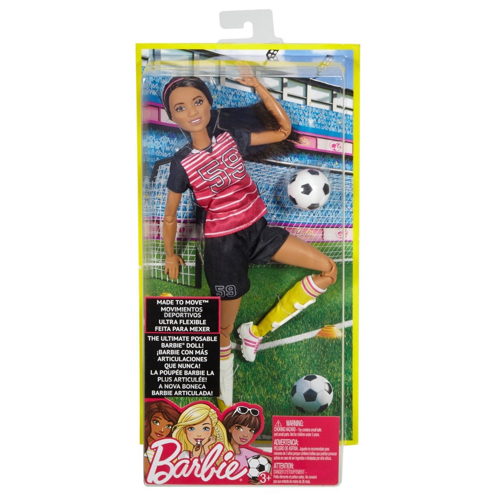 slide 5 of 6, Barbie Made To Move Soccer Player Doll, 1 ct