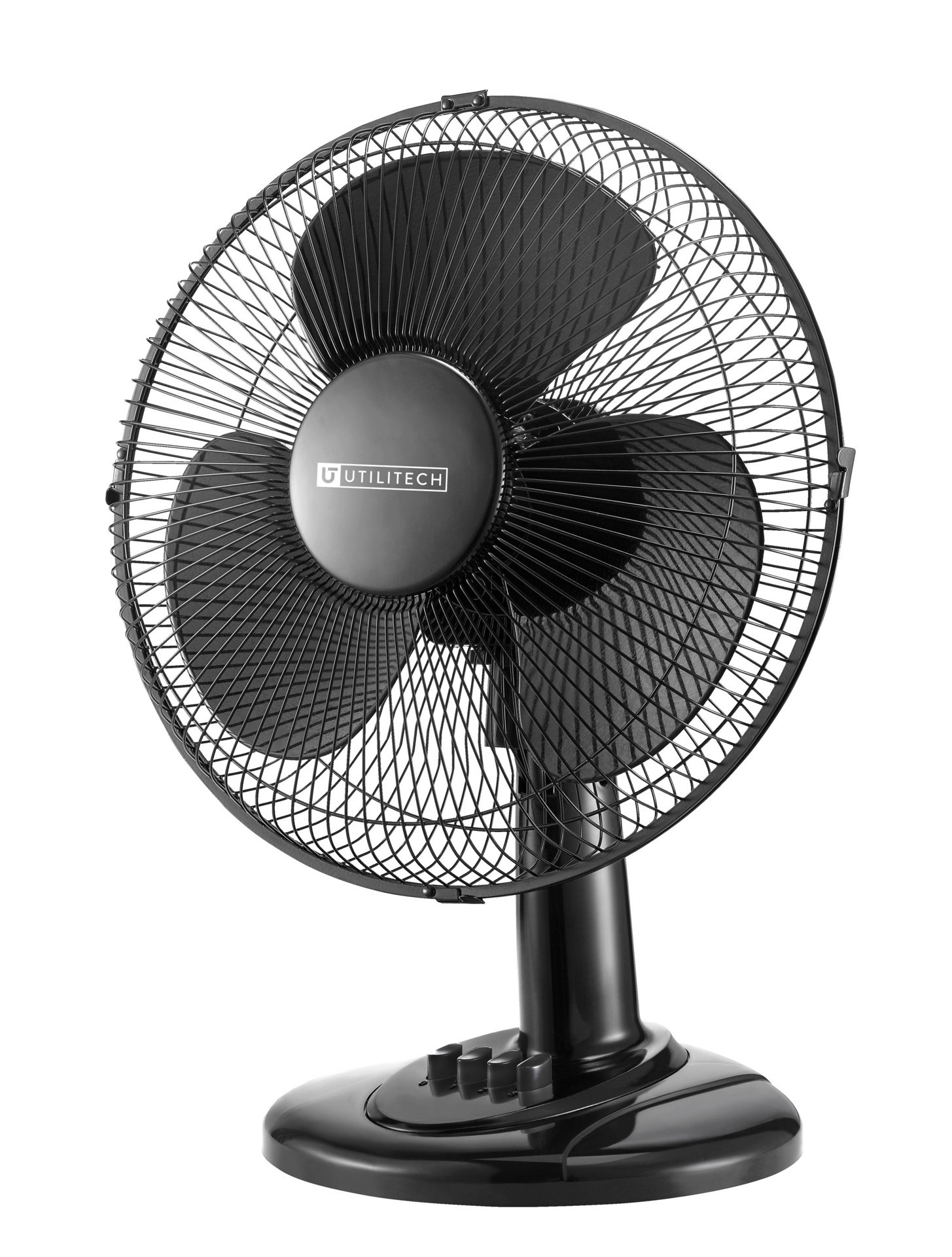 slide 1 of 6, Utilitech 12-in 120-Volt 3-Speed Indoor Black Oscillating Desk Fan, 1 ct