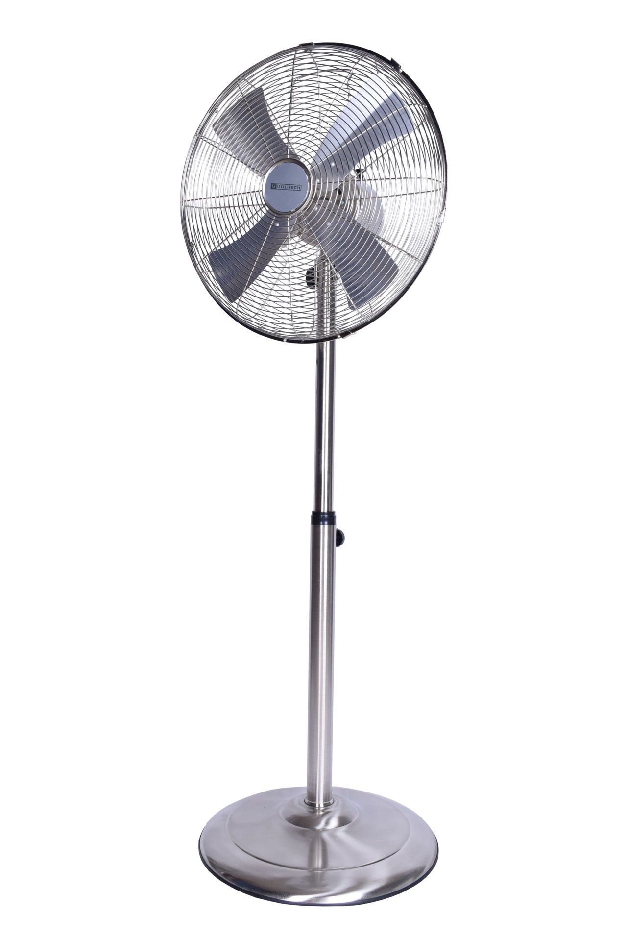 slide 5 of 6, Utilitech 16-in 120-Volt 3-Speed Indoor Nickel Brushed Oscillating Pedestal Fan, 1 ct