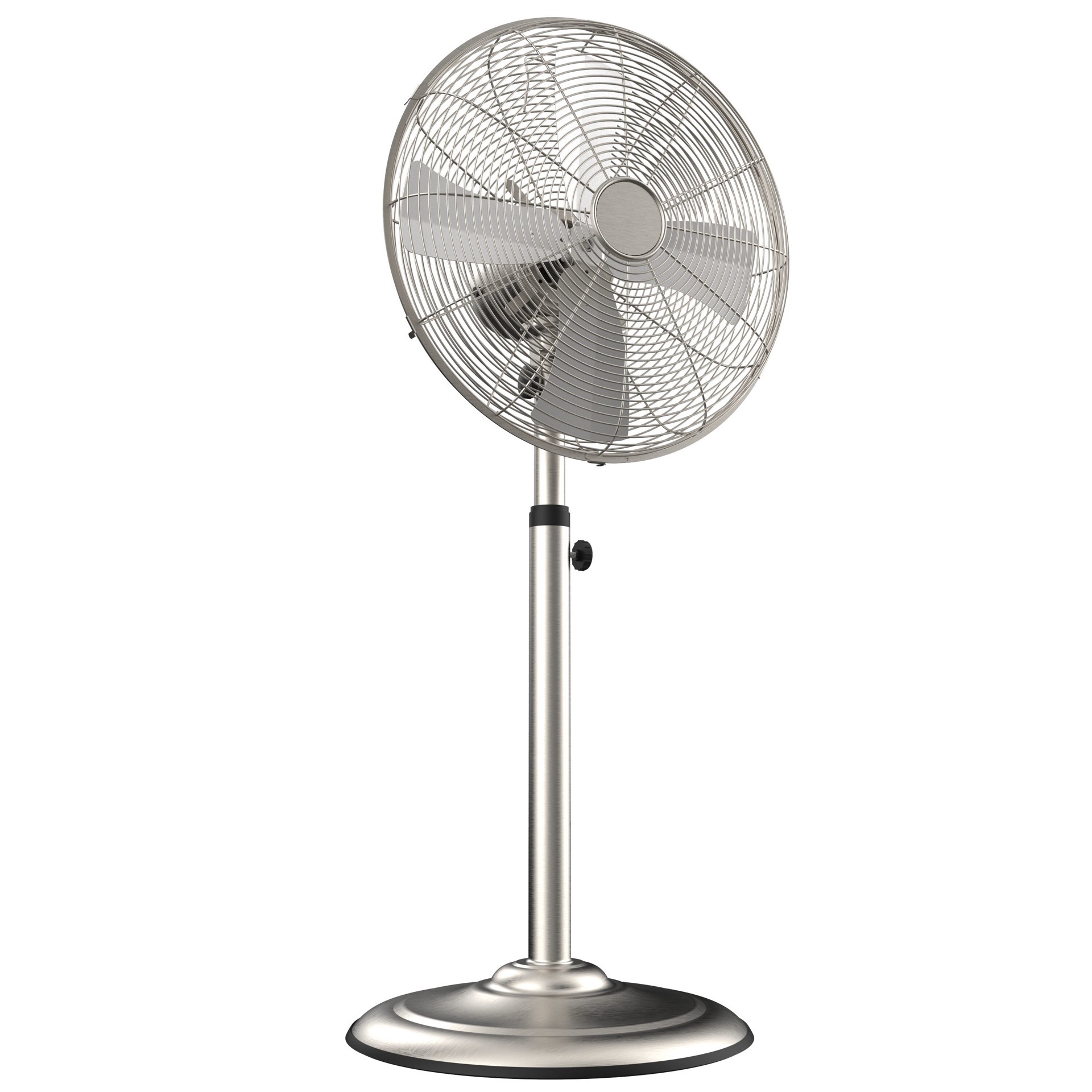 slide 2 of 6, Utilitech 16-in 120-Volt 3-Speed Indoor Nickel Brushed Oscillating Pedestal Fan, 1 ct