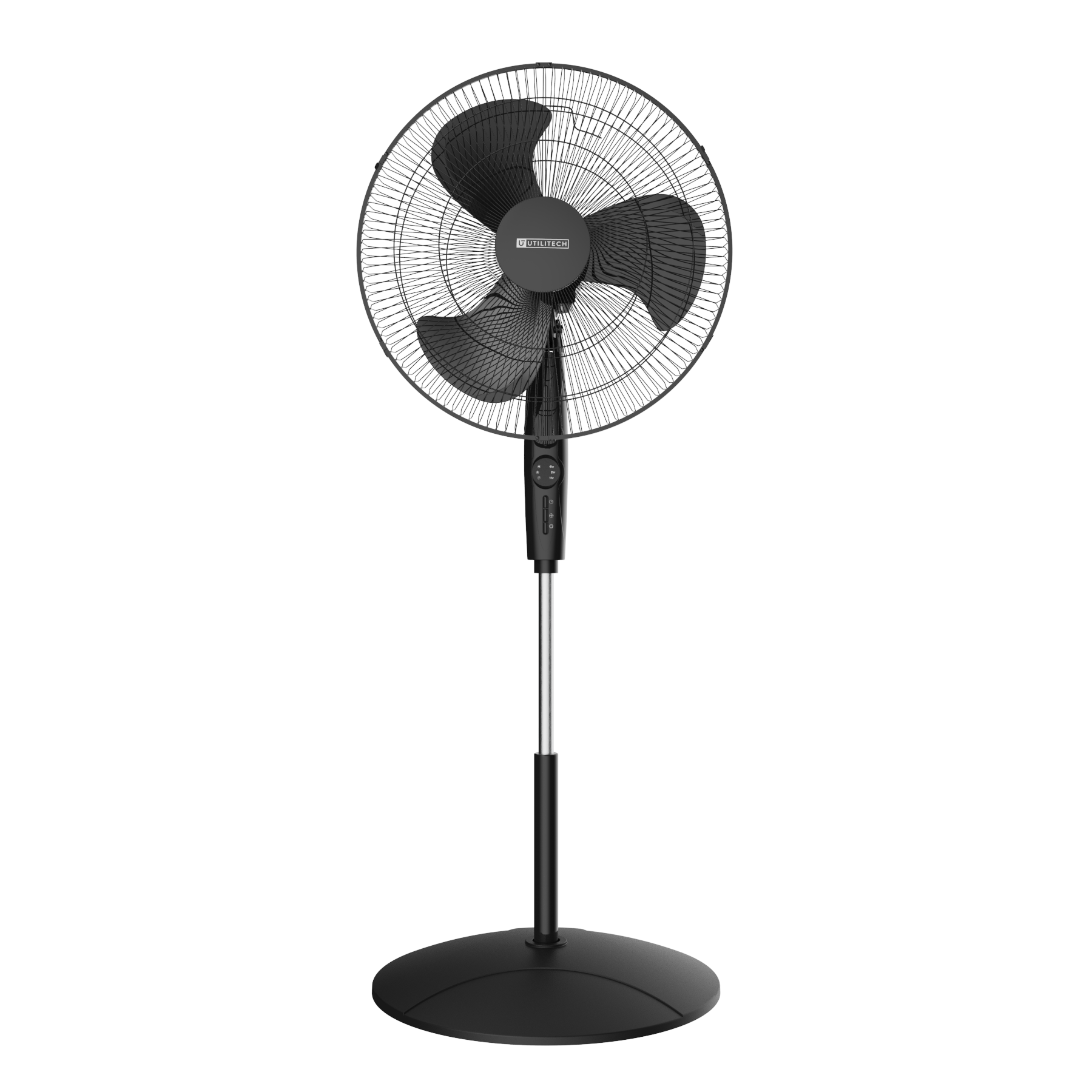 slide 6 of 6, Utilitech 18-in 120-Volt 3-Speed Indoor Black Oscillating Pedestal Fan with Remote, 1 ct