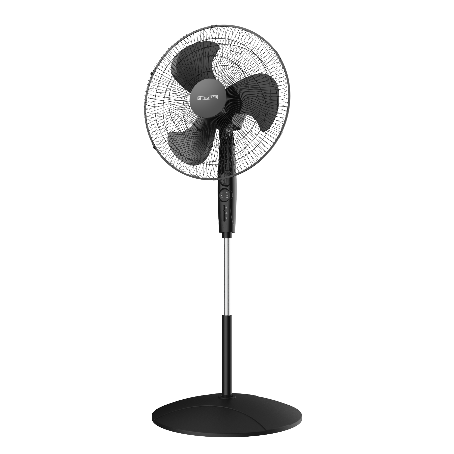 slide 1 of 6, Utilitech 18-in 120-Volt 3-Speed Indoor Black Oscillating Pedestal Fan with Remote, 1 ct