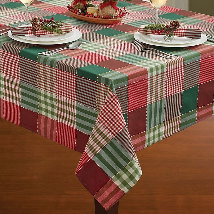 slide 3 of 3, Croscill Holiday Check Oblong Tablecloth, 60 in x 84 in