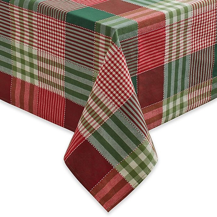 slide 1 of 3, Croscill Holiday Check Oblong Tablecloth, 60 in x 84 in