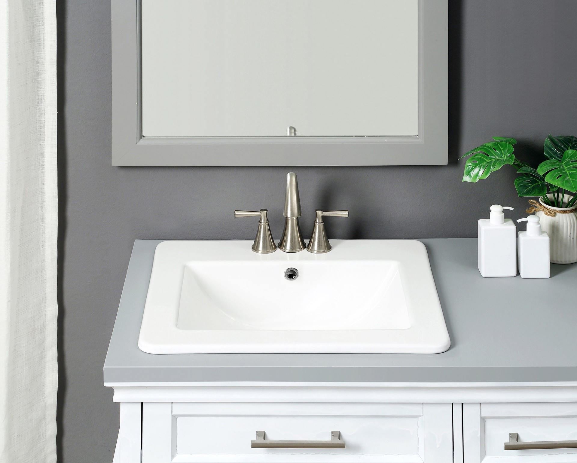 slide 2 of 6, allen + roth Ramsgate Vitreous China 18.5-in Drop-in Rectangular Traditional White Bathroom Sink, 1 ct