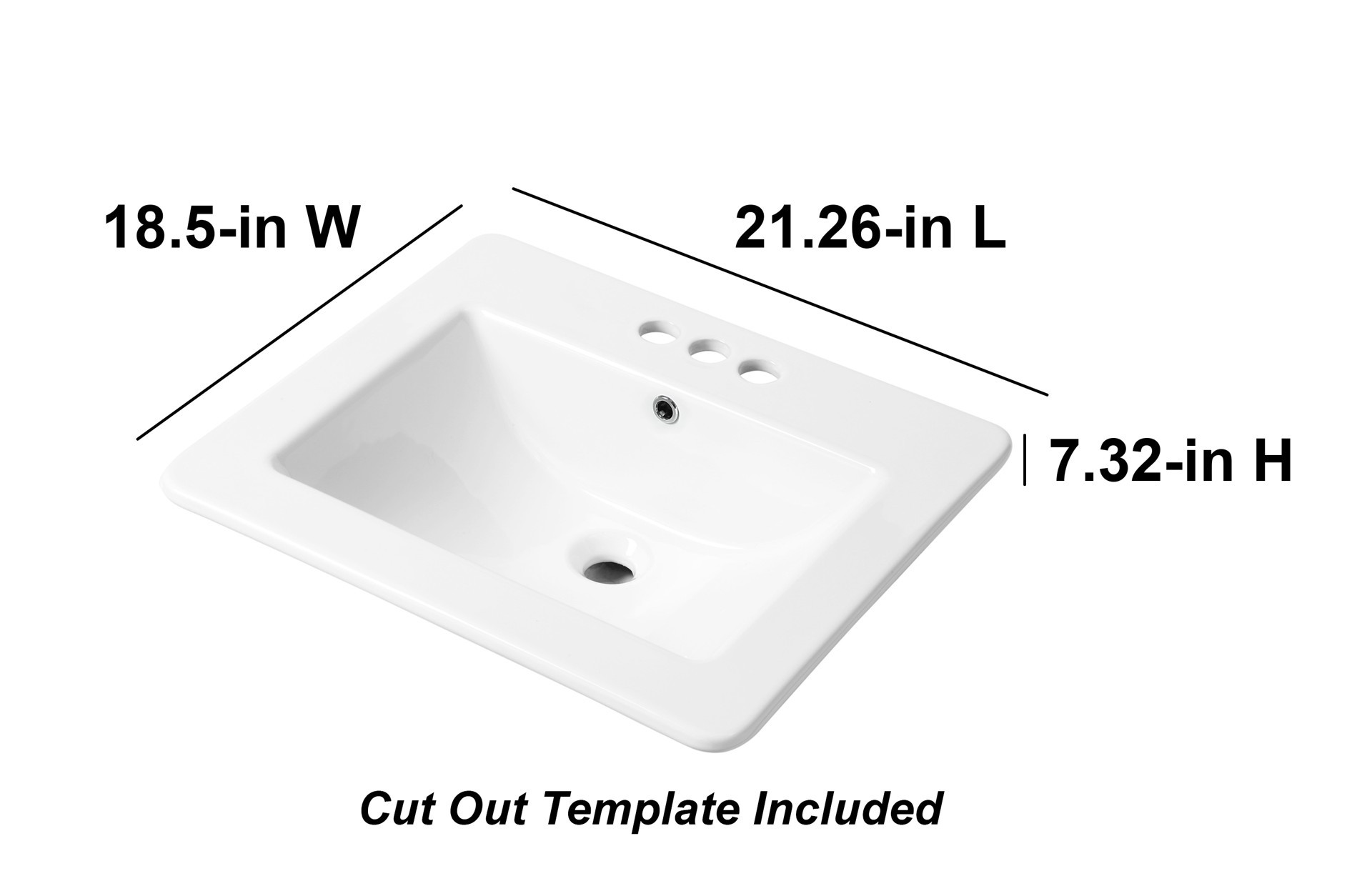 slide 3 of 6, allen + roth Ramsgate Vitreous China 18.5-in Drop-in Rectangular Traditional White Bathroom Sink, 1 ct