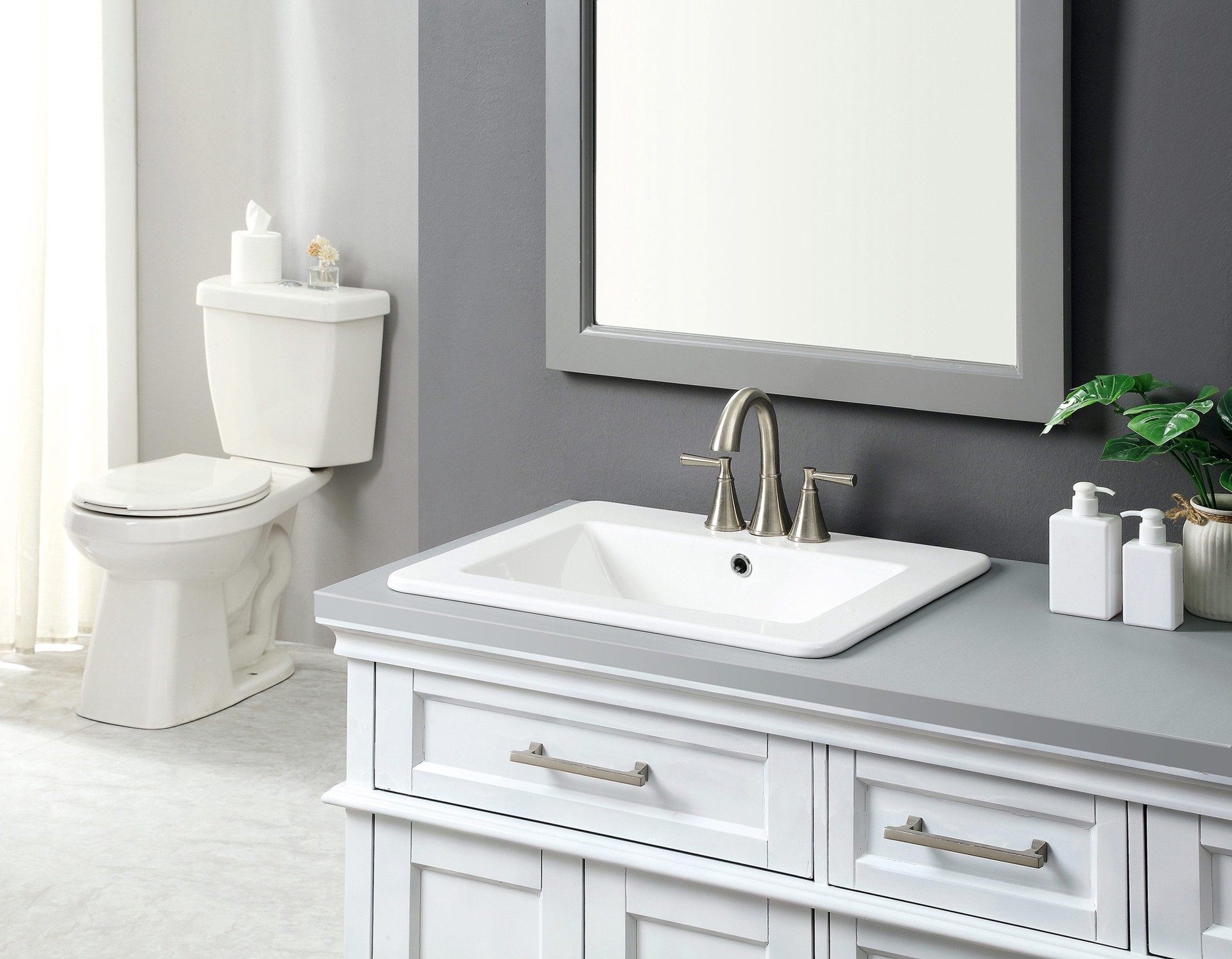 slide 6 of 6, allen + roth Ramsgate Vitreous China 18.5-in Drop-in Rectangular Traditional White Bathroom Sink, 1 ct
