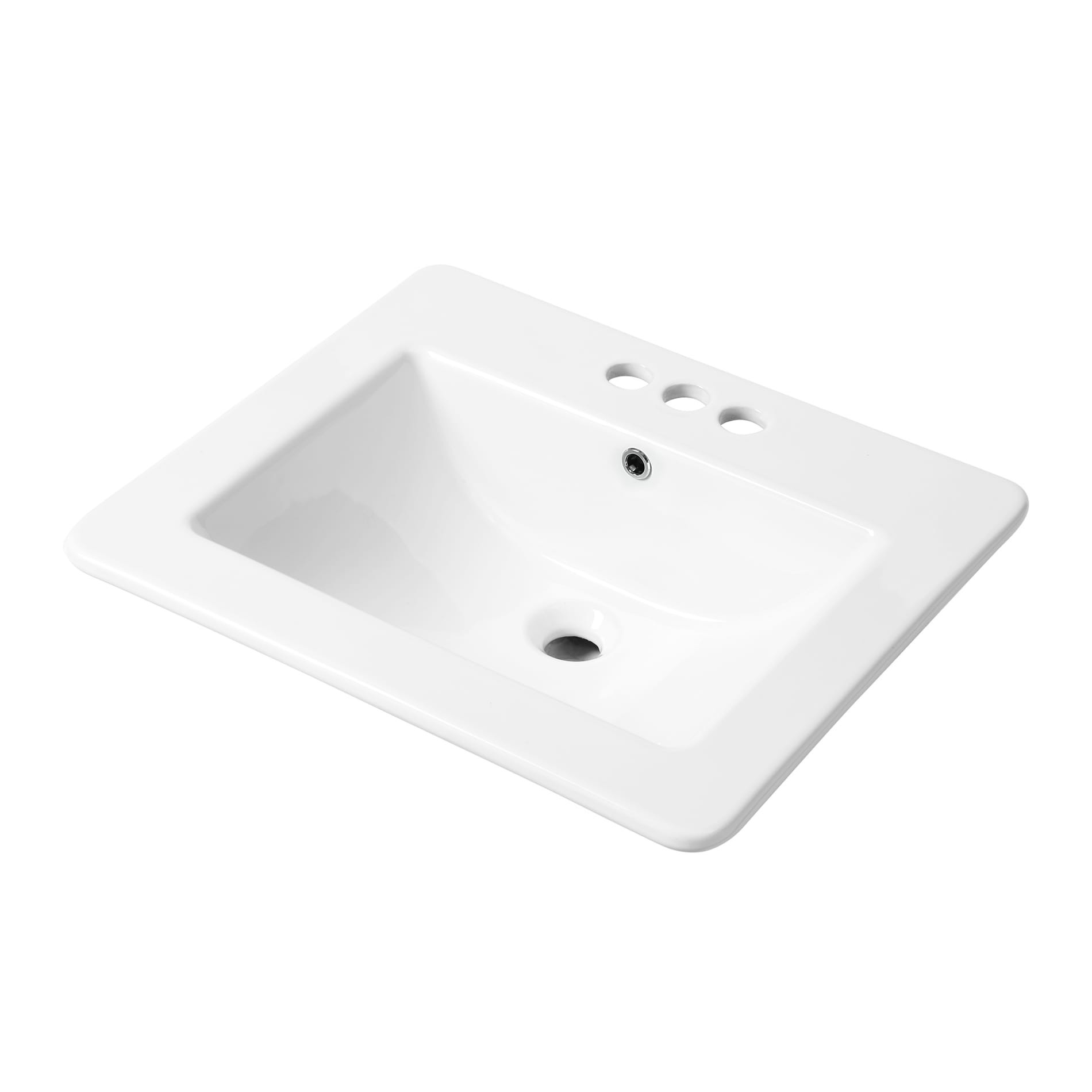 slide 1 of 6, allen + roth Ramsgate Vitreous China 18.5-in Drop-in Rectangular Traditional White Bathroom Sink, 1 ct