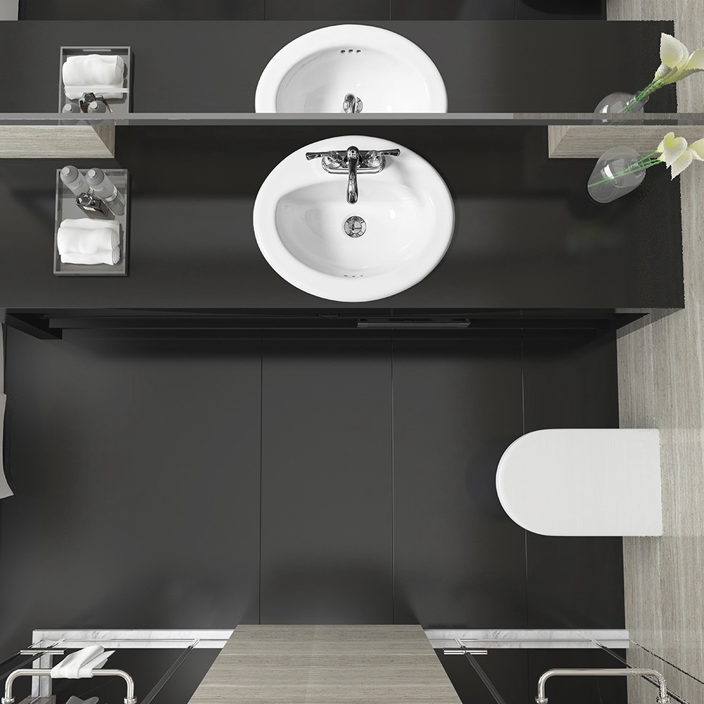 slide 6 of 6, Project Source Huxley Vitreous China 17.0-in Drop-in Oval Traditional White Bathroom Sink, 1 ct