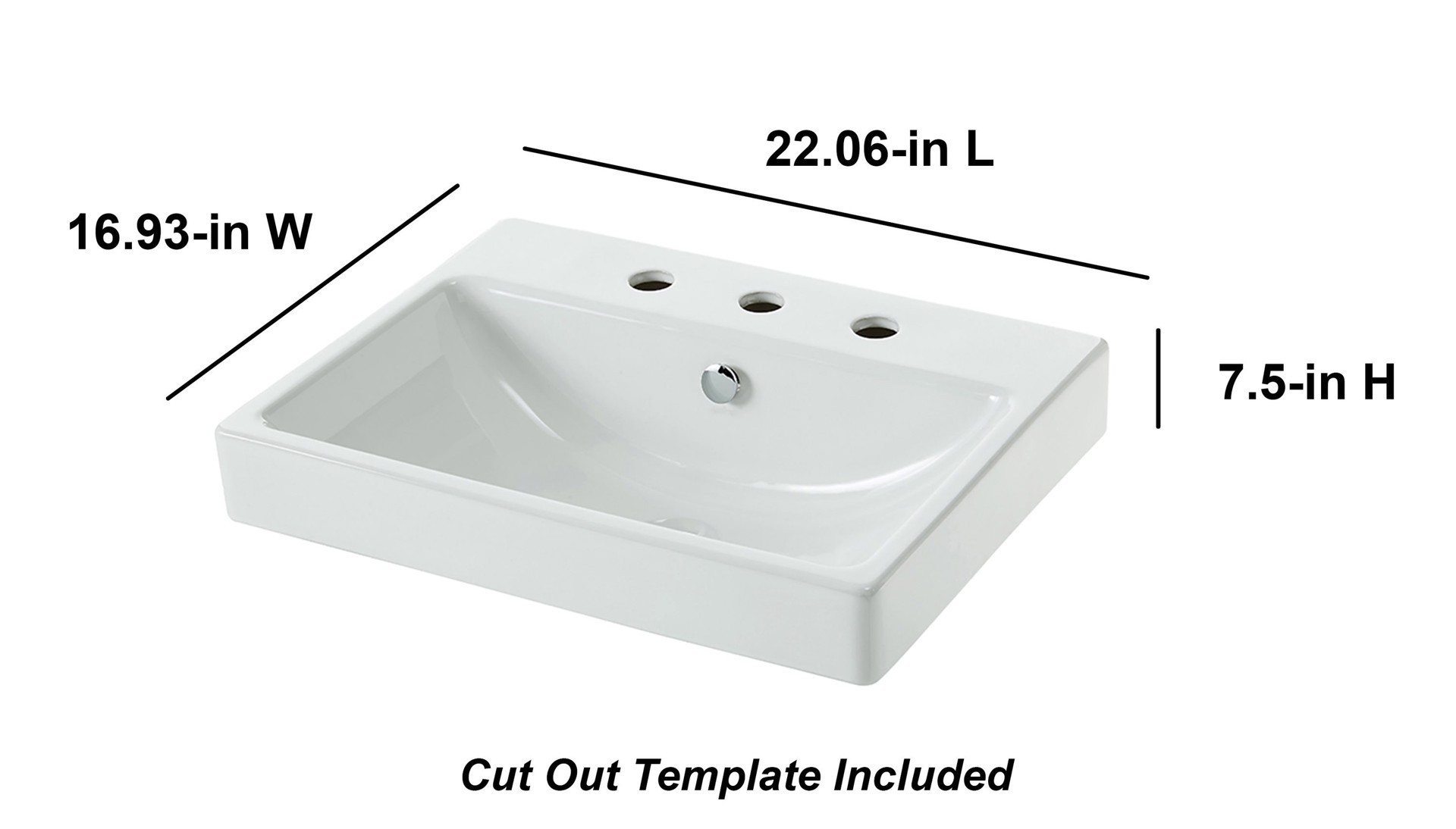 slide 4 of 6, allen + roth Dulverton Vitreous China 16.9-in Vessel Rectangular Traditional White Bathroom Sink, 1 ct