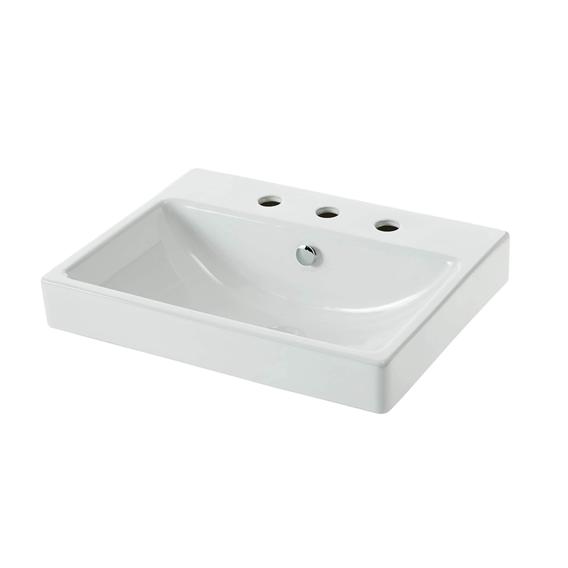 slide 1 of 6, allen + roth Dulverton Vitreous China 16.9-in Vessel Rectangular Traditional White Bathroom Sink, 1 ct
