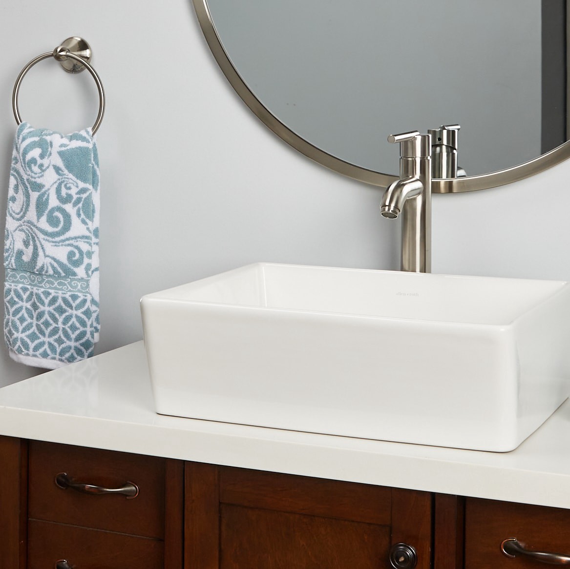 slide 2 of 6, allen + roth Whitchurch Vitreous China 15.75-in Vessel Rectangular Farmhouse White Bathroom Sink, 1 ct