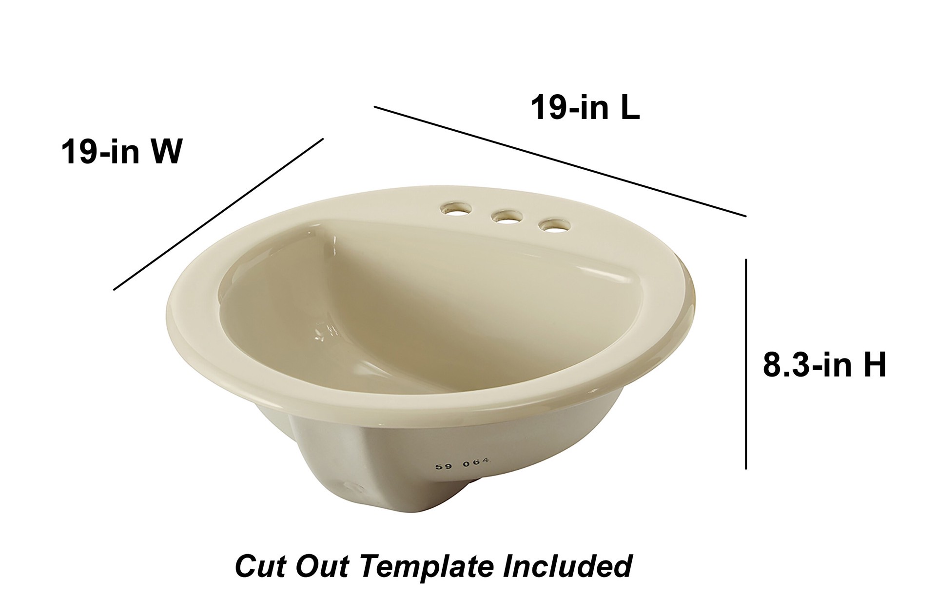 slide 2 of 6, Project Source Colter Vitreous China 19-in Drop-in Round Traditional Biscuit Bathroom Sink, 1 ct