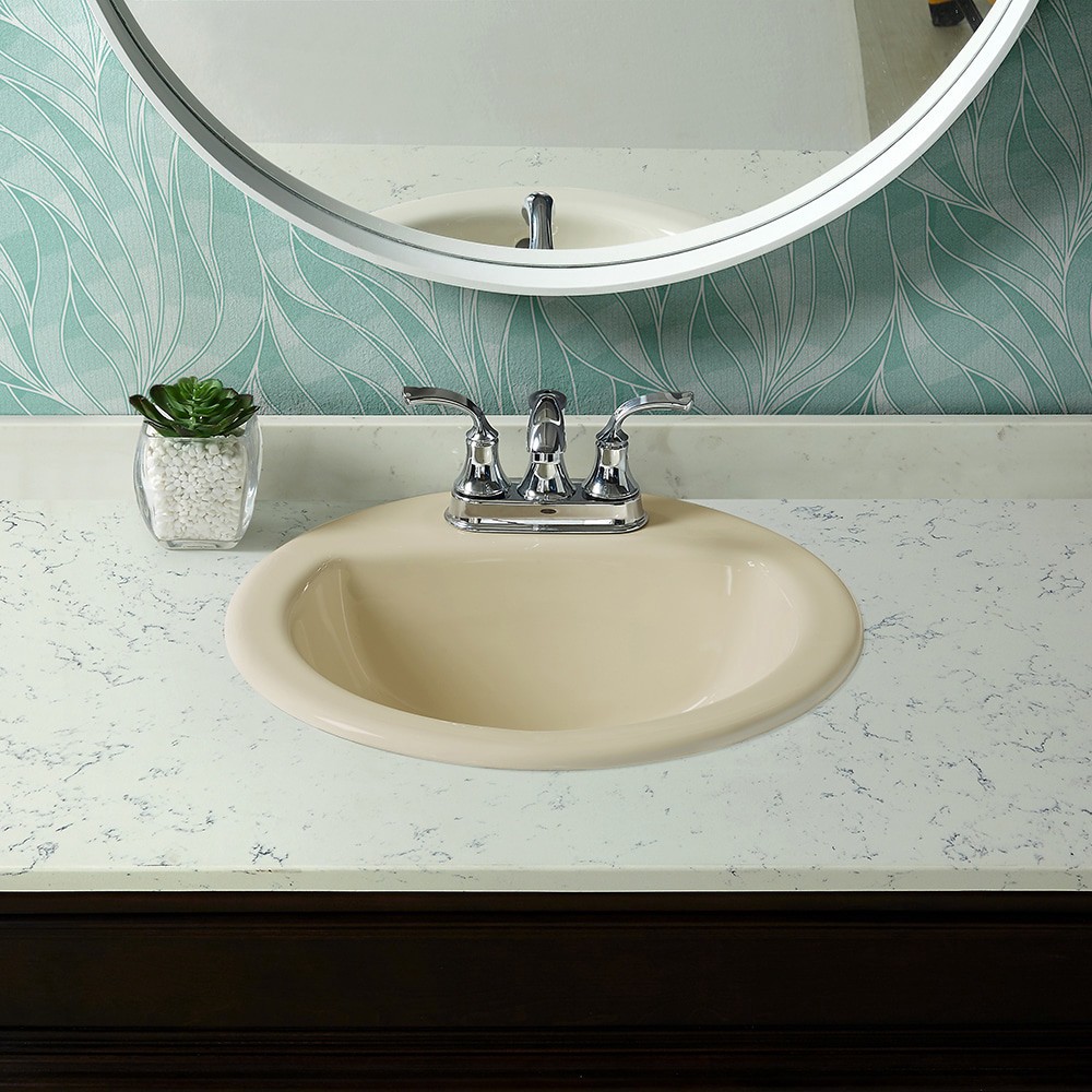 slide 6 of 6, Project Source Colter Vitreous China 19-in Drop-in Round Traditional Biscuit Bathroom Sink, 1 ct