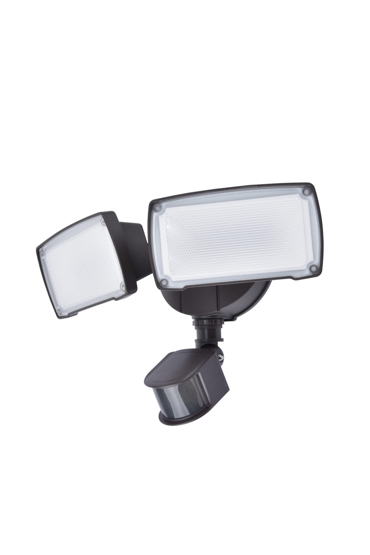 slide 1 of 6, Utilitech 110 -Degree 150 -Wattage Equivalent Hardwired LED Bronze 2 -Head Motion-Activated Flood Light with Timer 3200 -Lumen, 1 ct