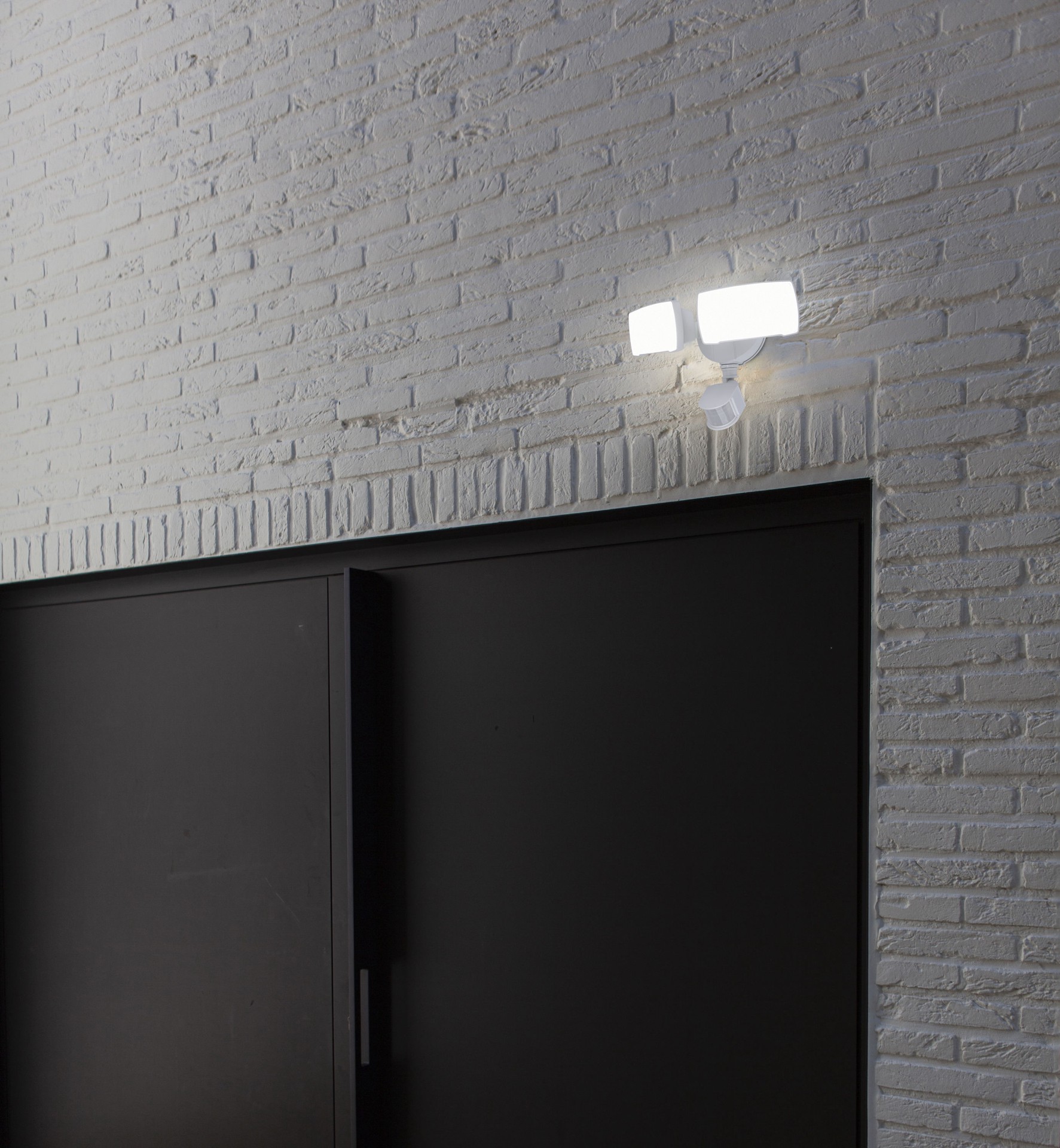 slide 4 of 6, Utilitech 110 -Degree 150 -Wattage Equivalent Hardwired LED White 2 -Head Motion-Activated Flood Light with Timer, 1 ct