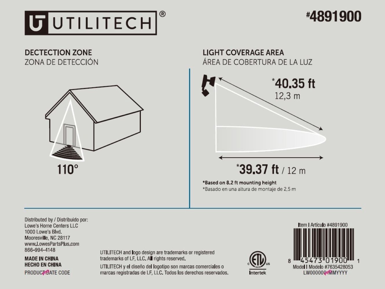 slide 6 of 6, Utilitech 110 -Degree 150 -Wattage Equivalent Hardwired LED White 2 -Head Motion-Activated Flood Light with Timer, 1 ct