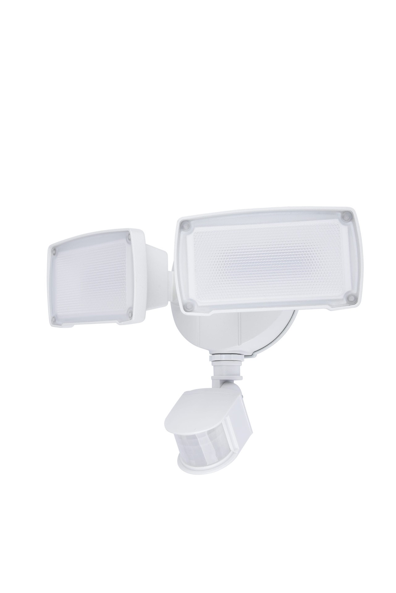 slide 1 of 6, Utilitech 110 -Degree 150 -Wattage Equivalent Hardwired LED White 2 -Head Motion-Activated Flood Light with Timer, 1 ct