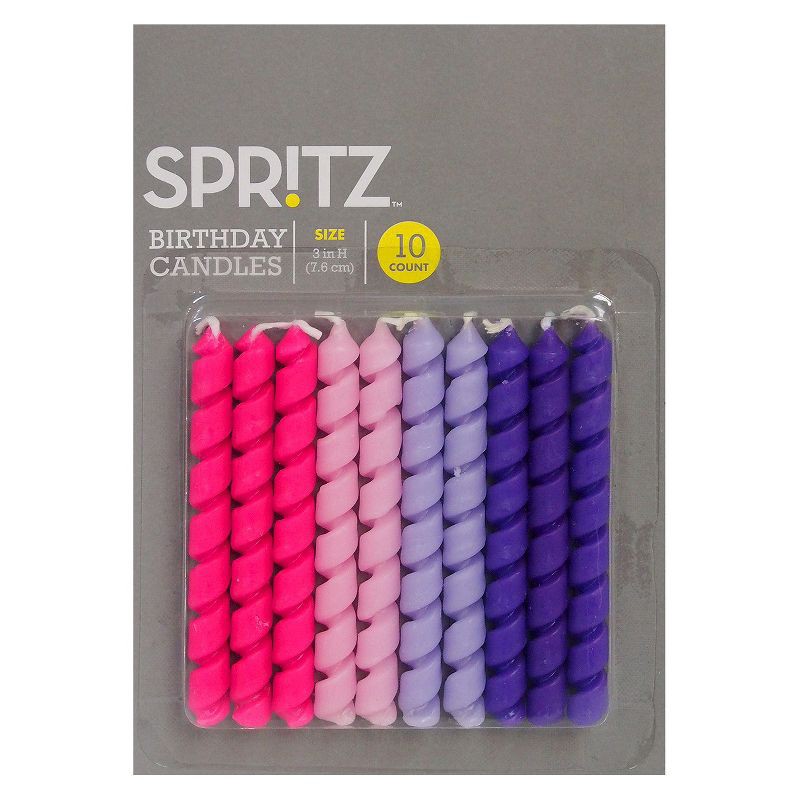 slide 1 of 1, 10ct Corkscrew Birthday Candles Pink/Purple - Spritz™, 10 ct