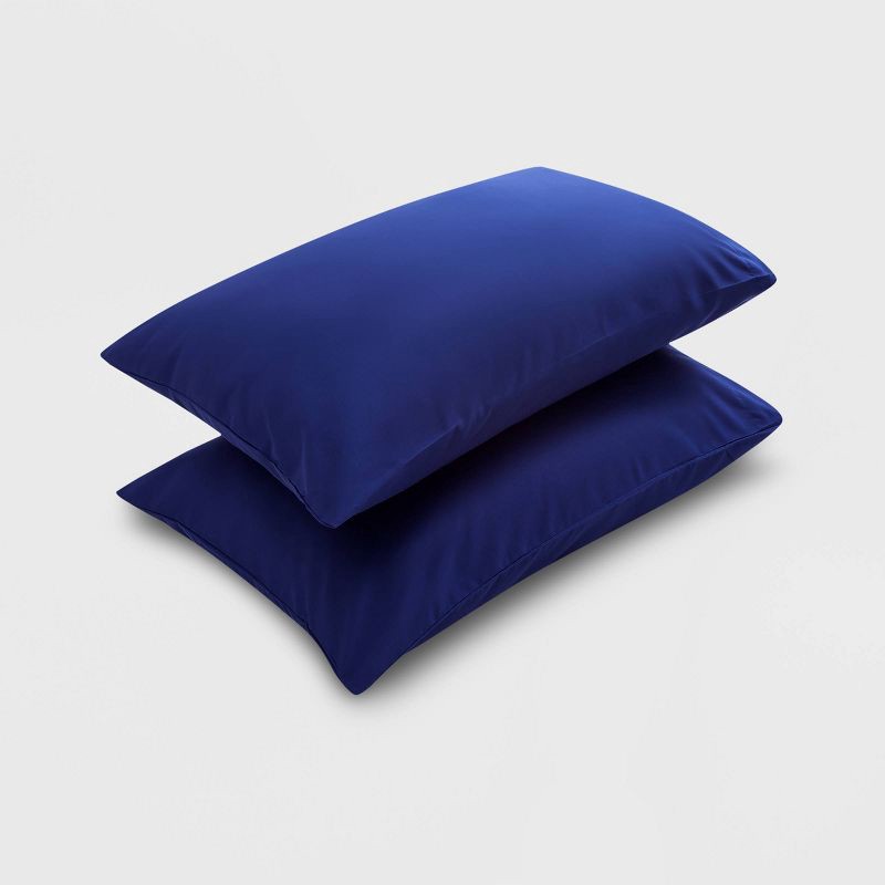 slide 3 of 4, Standard Microfiber Pillowcase Set Sapphire - Room Essentials™: 170 Thread Count, Polyester, OEKO-TEX Certified, 1 ct