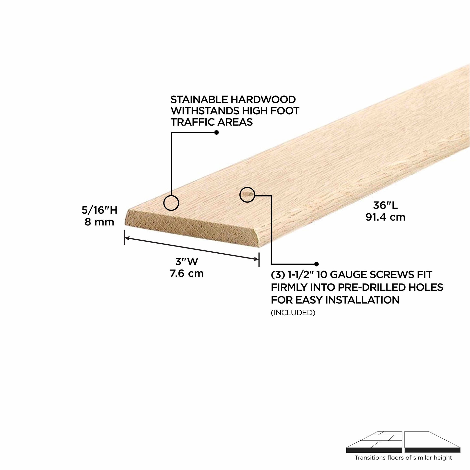 slide 4 of 6, M-D Unfinished 36-in L Unfinished Oak Solid wood Seam Binder Floor Moulding Trim, 1 ct