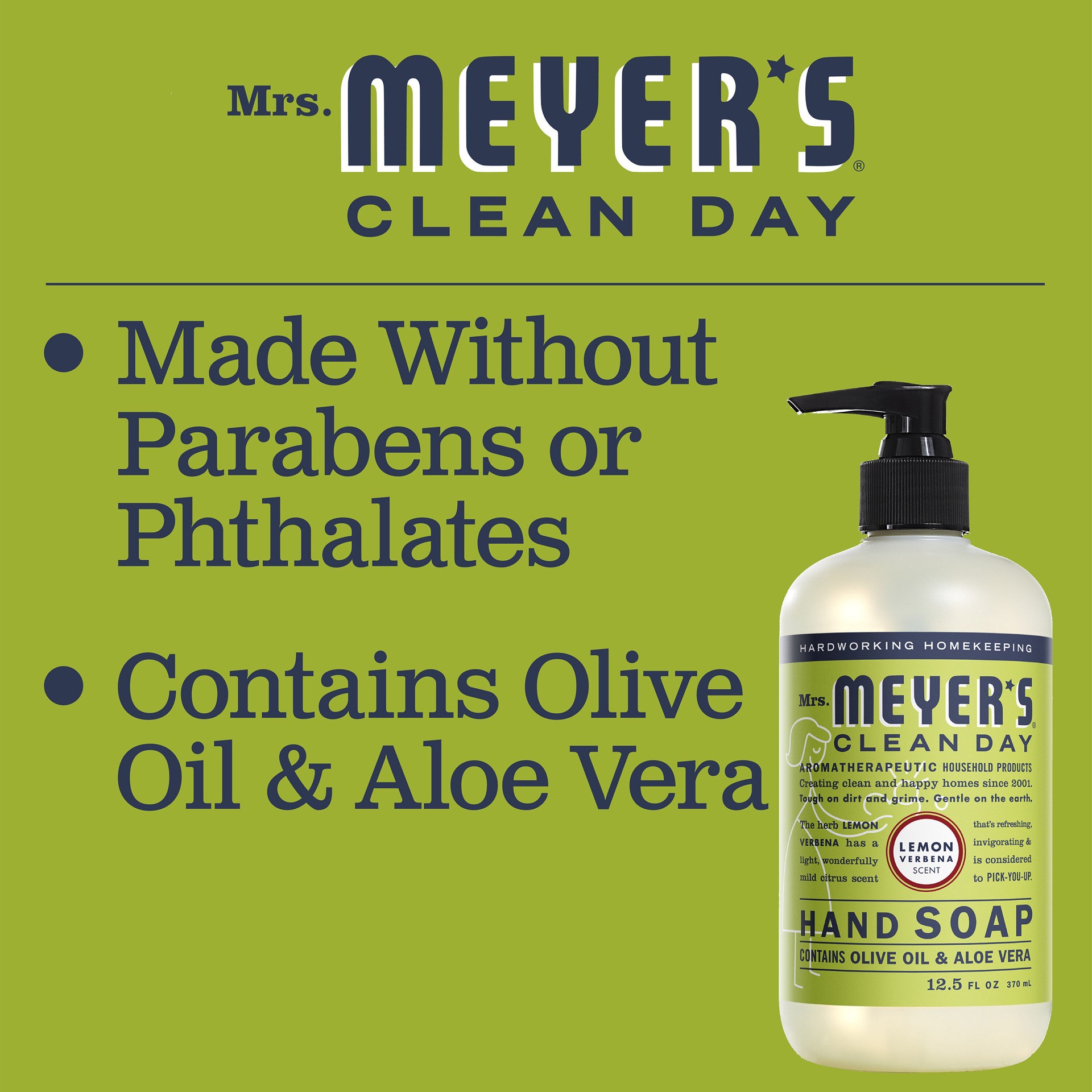 slide 2 of 6, MRS MEYERS CLEAN DAY 12.5-fl oz Lemon Verbena Hand Soap, 1 ct