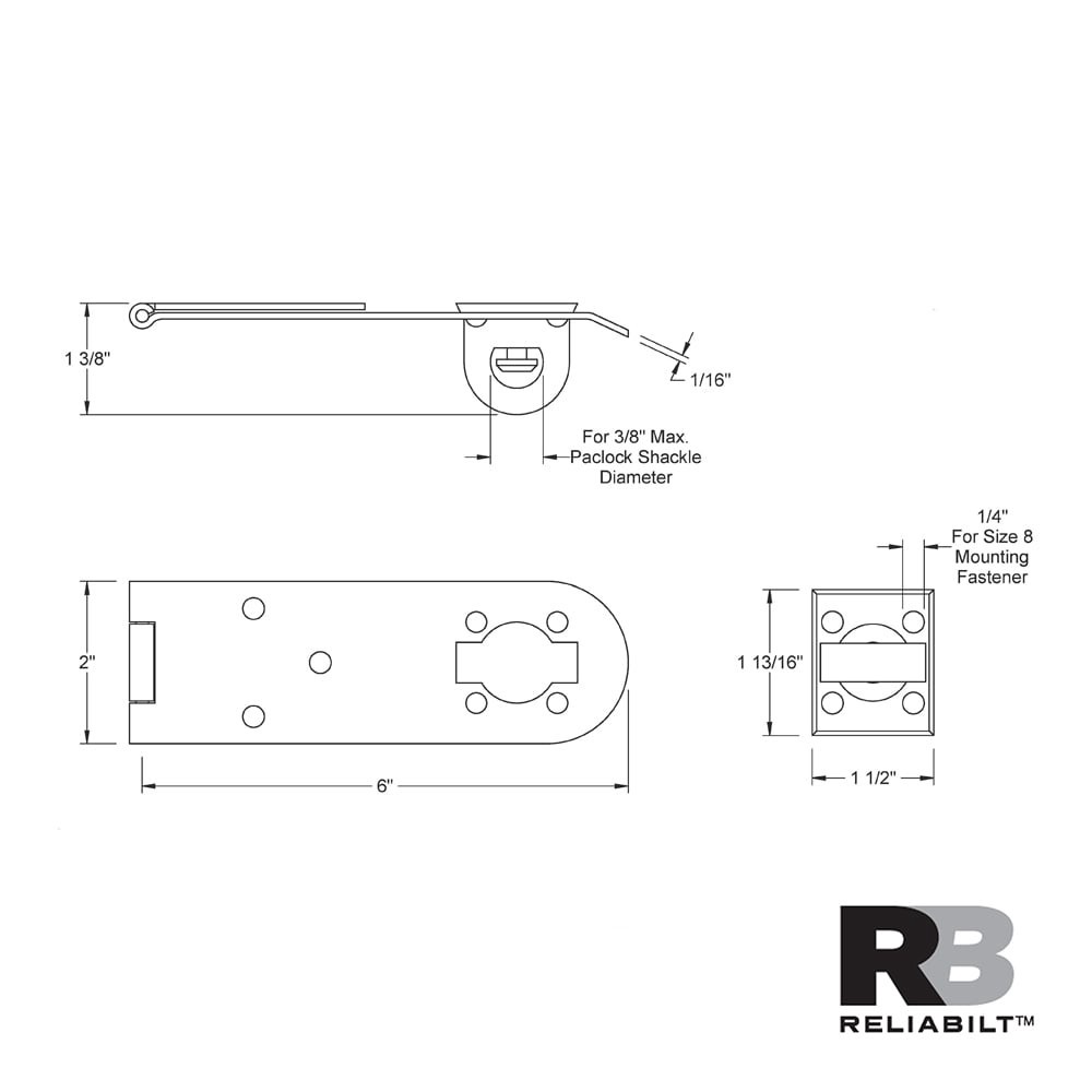 slide 3 of 6, RELIABILT 6-in Zinc Swivel hasps, 1 ct
