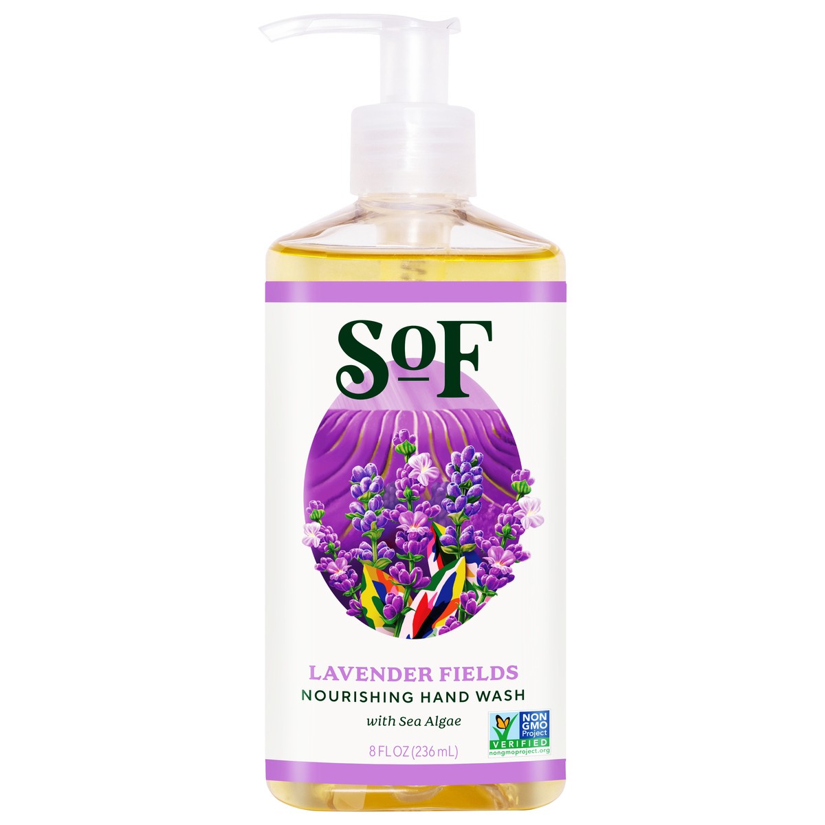 slide 1 of 9, SOF Nourishing Lavender Fields Hand Wash with Sea Algae 8 fl oz, 8 fl oz