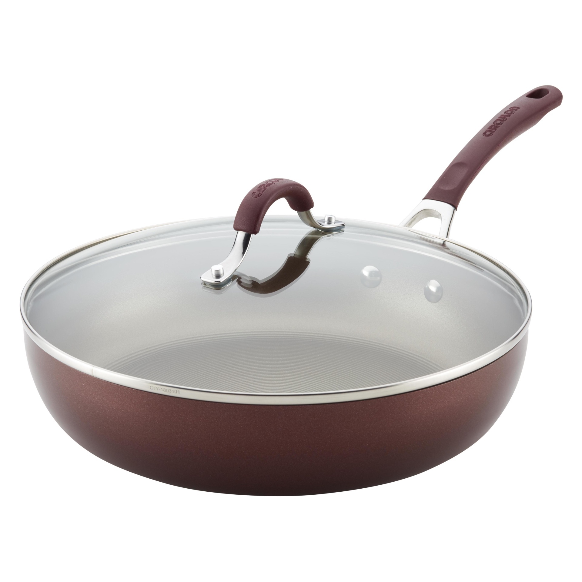 slide 1 of 4, Circulon Innovatum Hard-Anodized Nonstick Deep Skillet with Lid - Merlot, 12 in